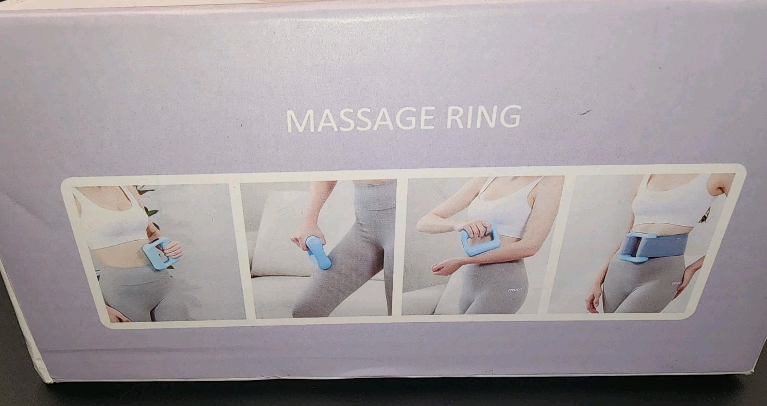 Rechargeable Vibrating Massage Ring for Waist Abdomen, Blue, Type-C