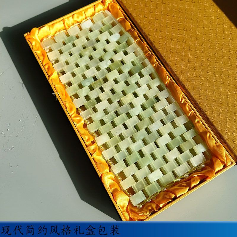 11.8″ Natural Solid Color Jade Pillow Cooling Breathable Jade Piece Woven