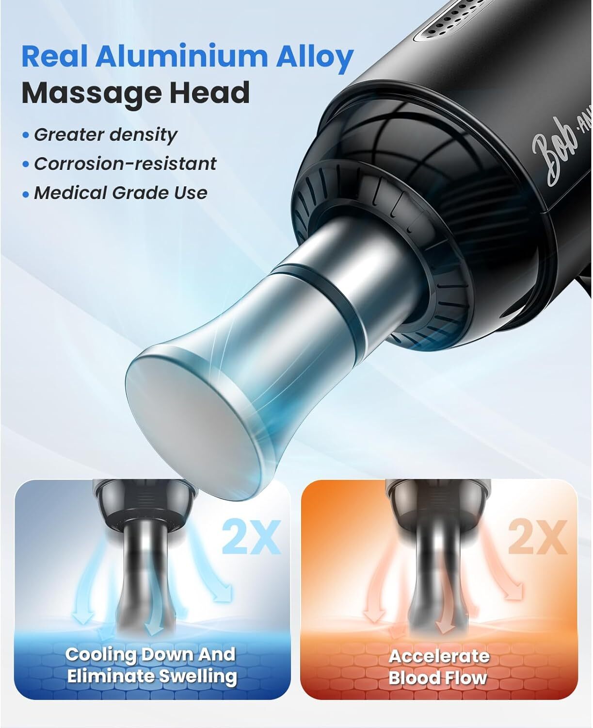 Bob and Brad Massager Gun 4000 mah T2 Pro Heat&Cold Head Deep Tissue Pain Relief