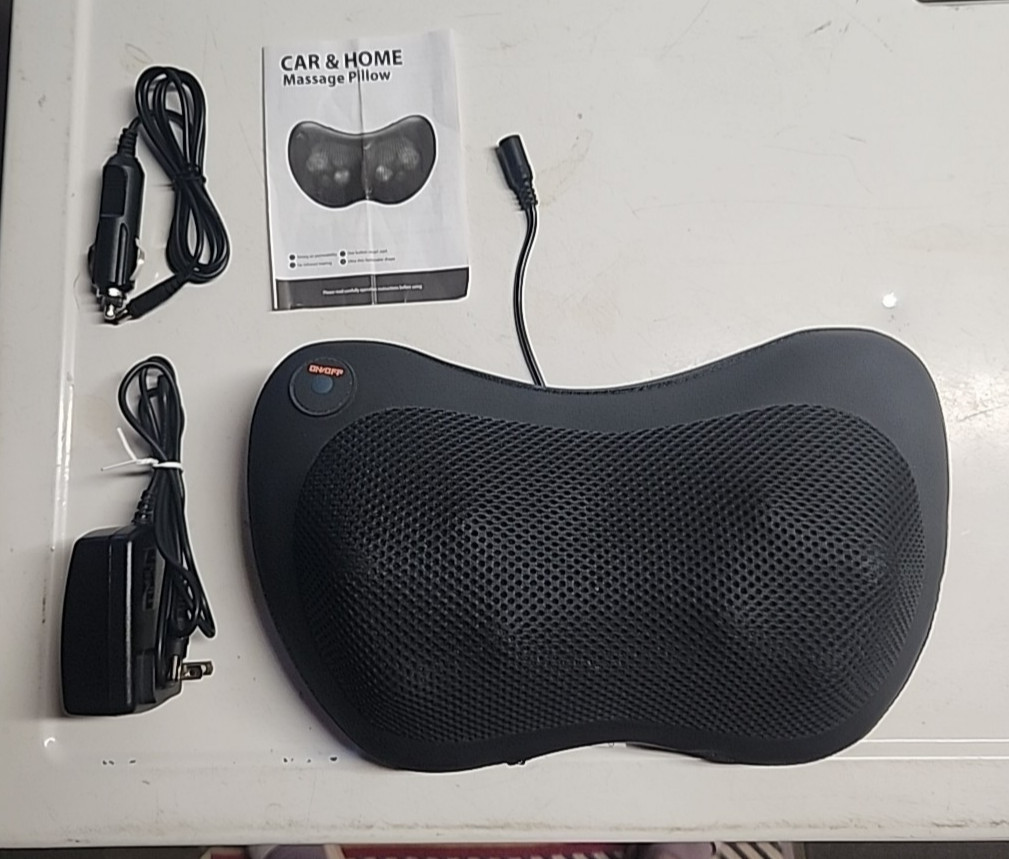 Trakk Car & Home Shiatsu Kneading Massage Pillow w/ Heat 4-Node Black
