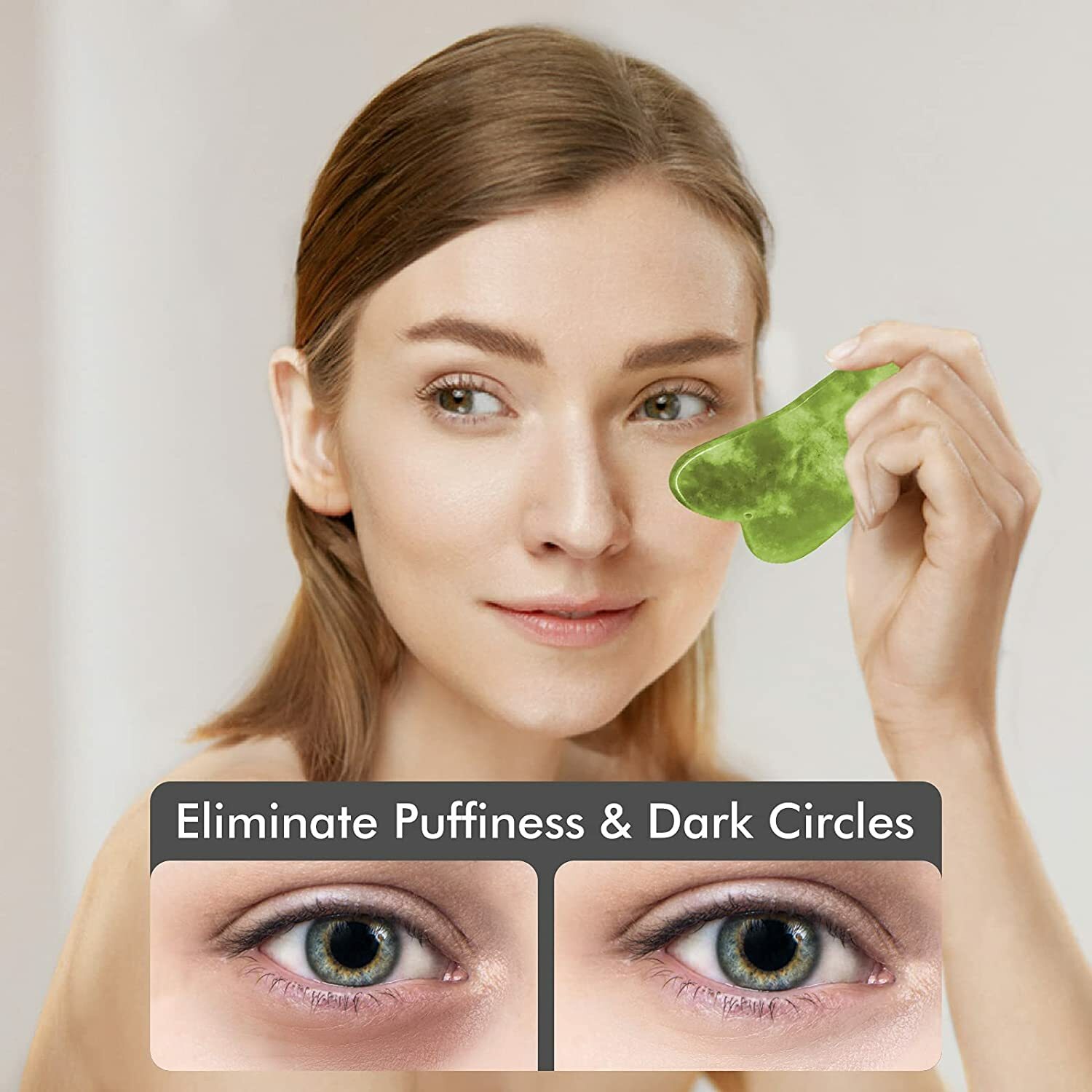 Natural Jade Roller Gua Sha Face Body Eye Board Set Massager Tool Anti Aging US