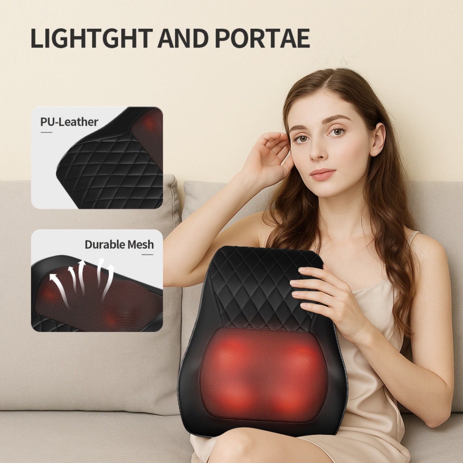 Back Massager with Heat, 3D Kneading Massage Pillow for Pain Relief, Massagers