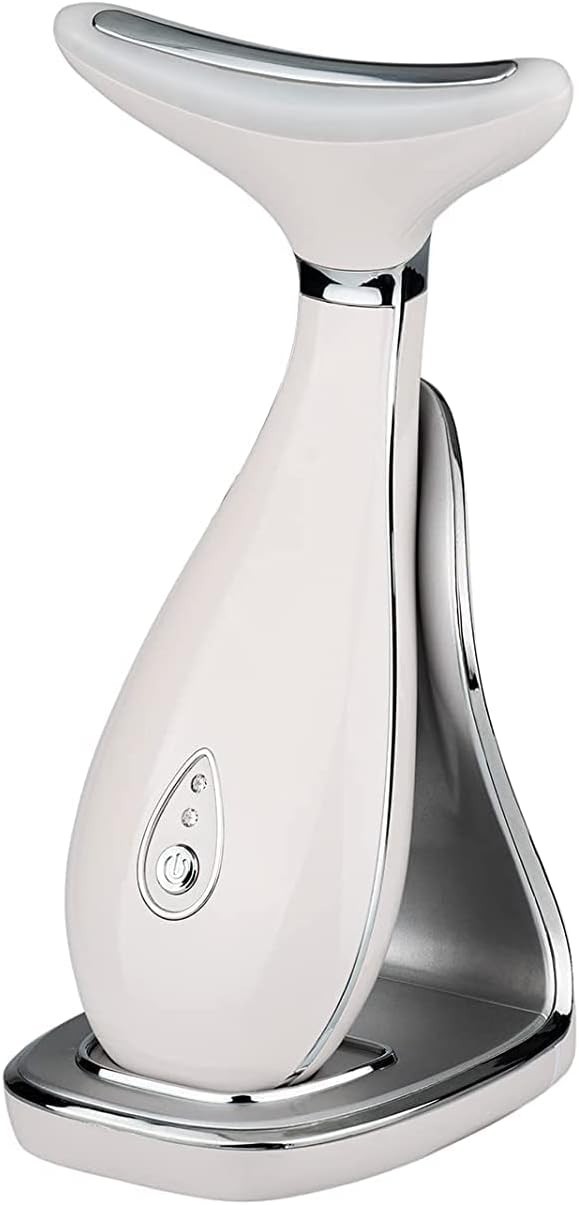 Ergonomic Skin Rejuvenation Device with Thermal LED & Vibration – Pearl White