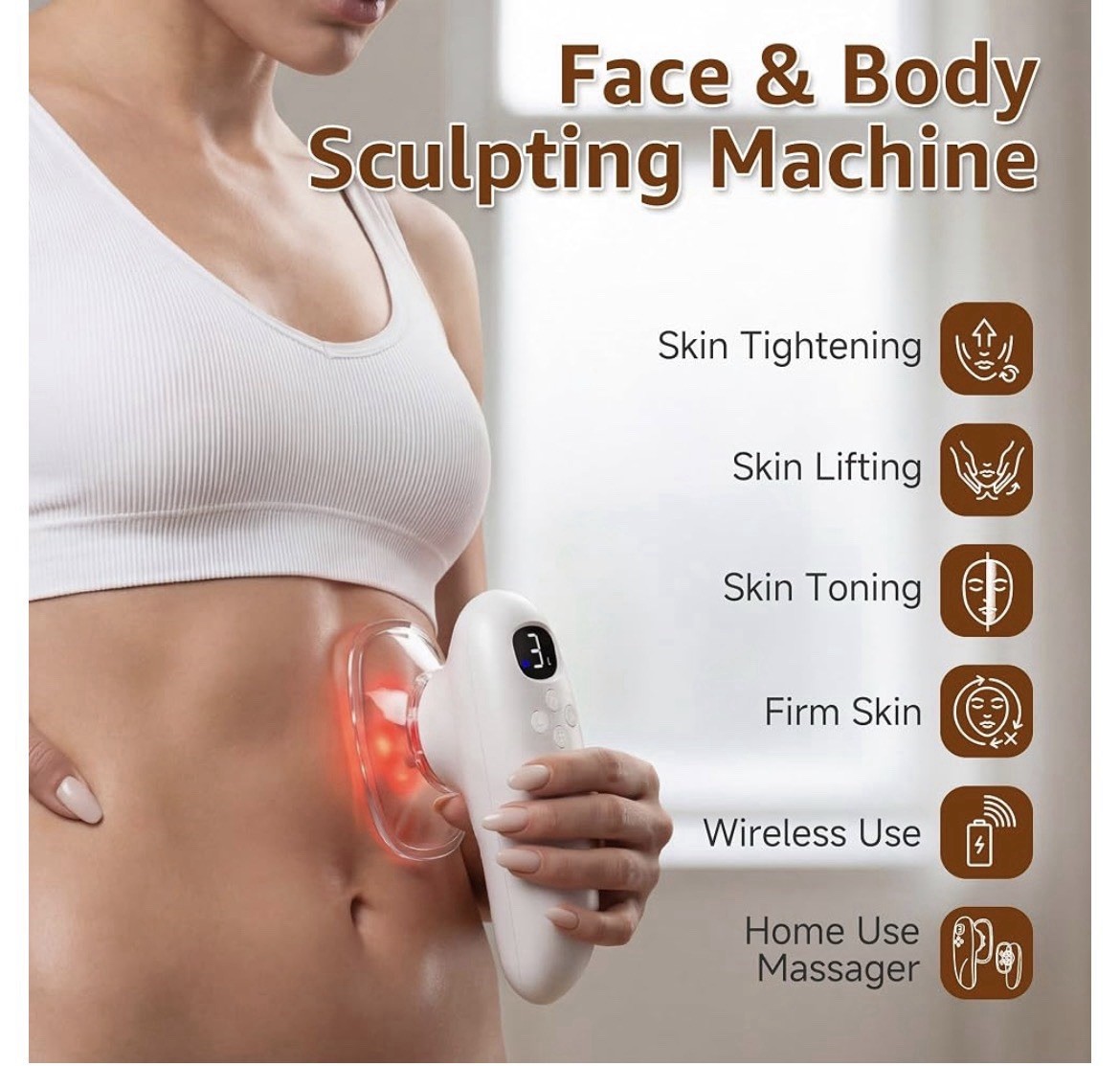 Graise YS-668 3-in-1 Anti-Cellulite Suction Massager Cordless LED USB White