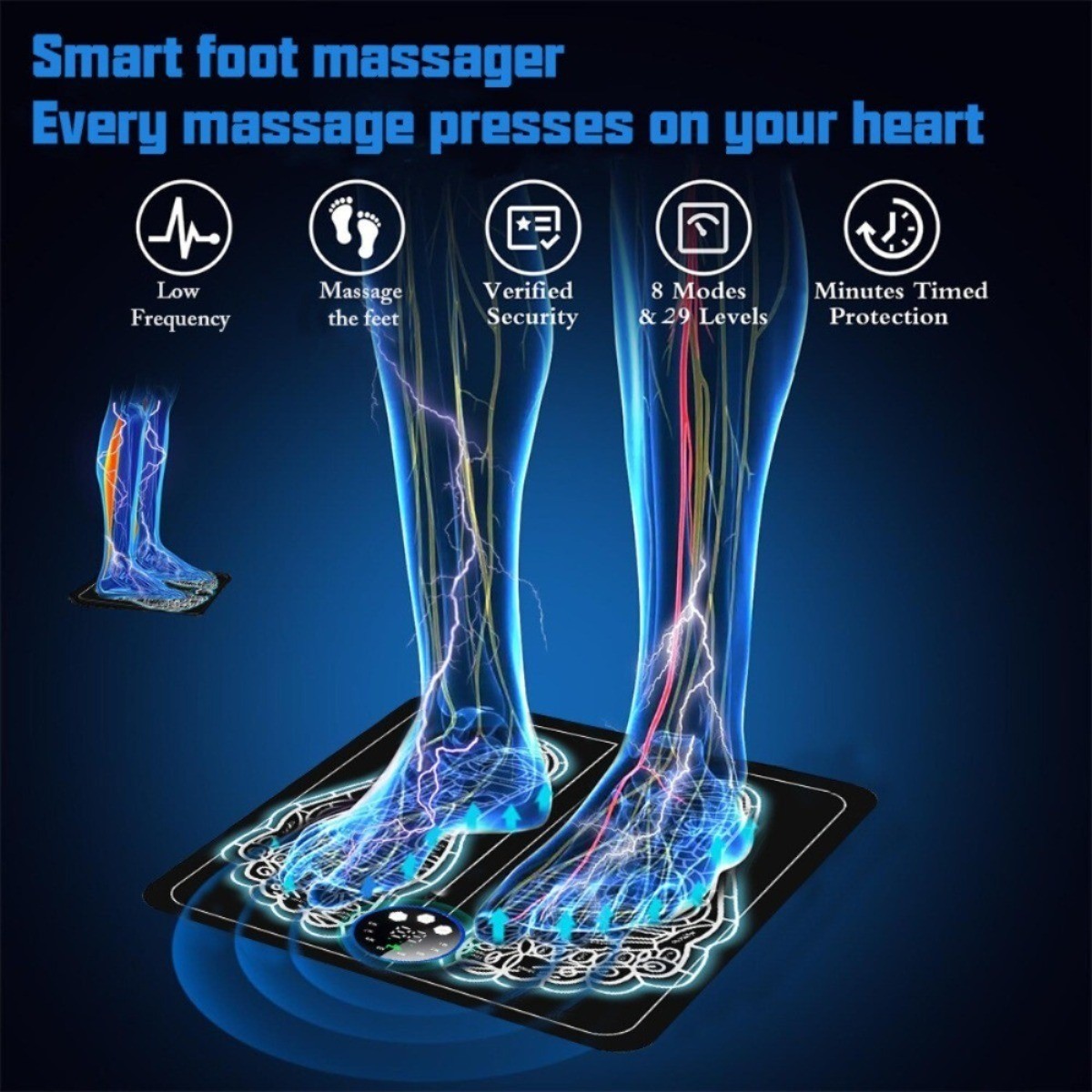 Muscle Stimulation Foot Massager for Neuropathy Pain Relief EMS 10 modes