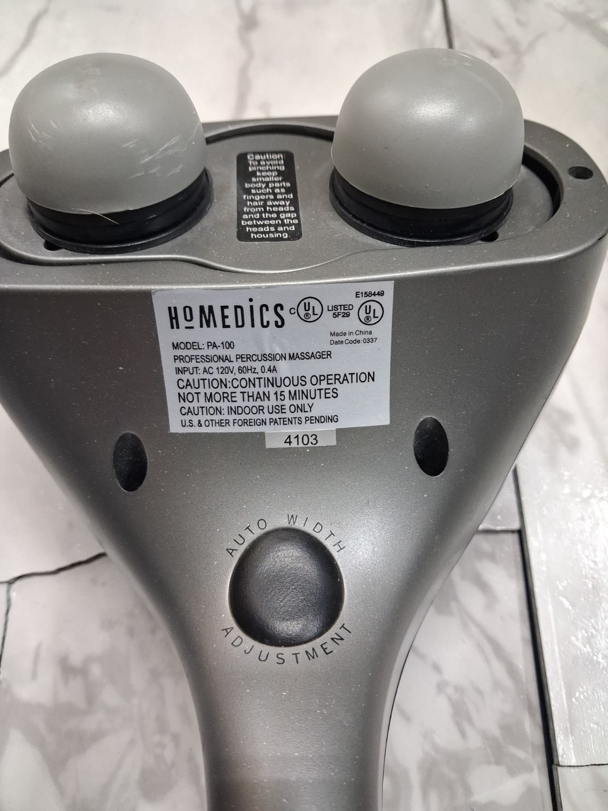 Homedics PA-100HA Hand Held Adjustable Percussion Massager Tested Working