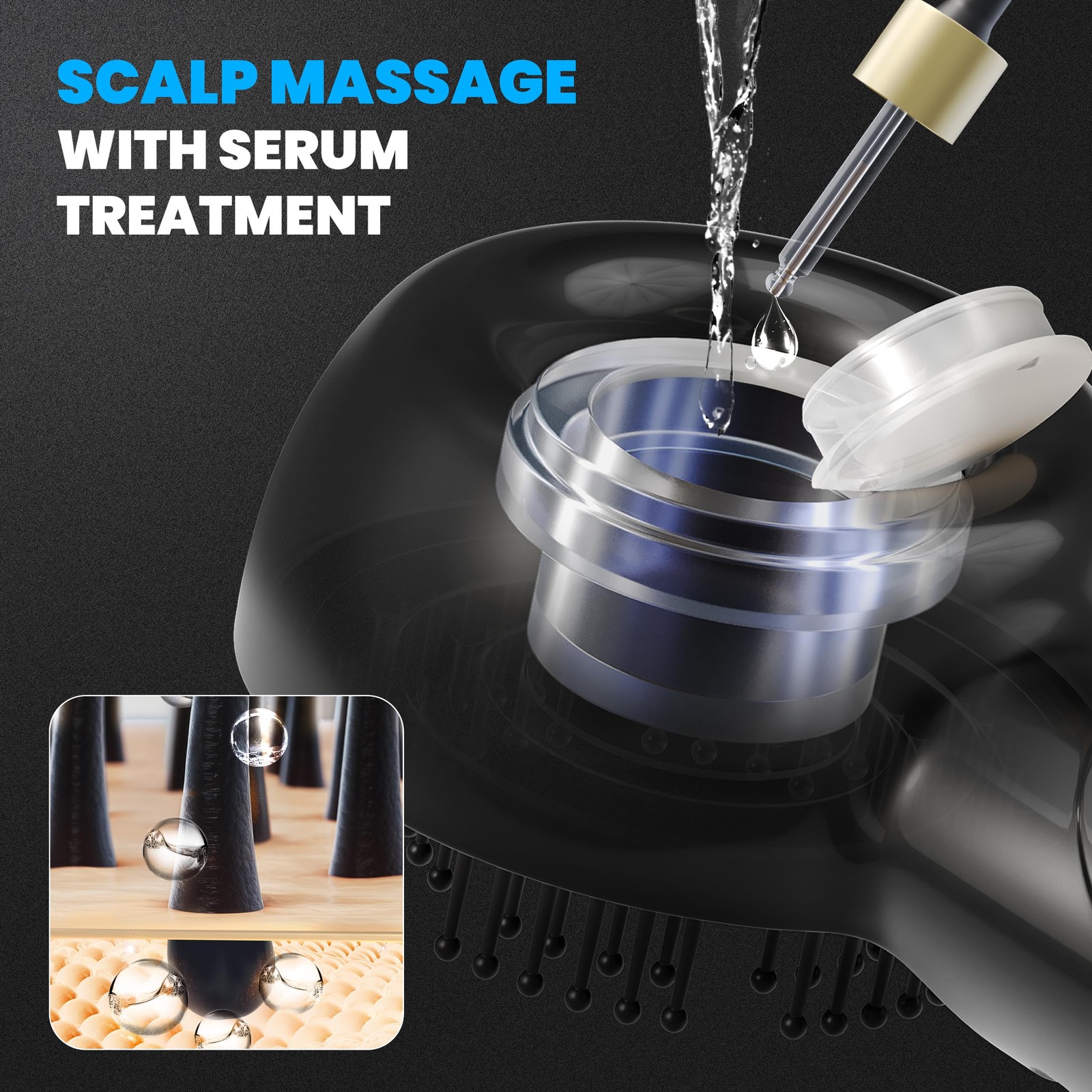 2-in-1 Electric Scalp Massager with Nano Mist Serum Applicator, Waterproof Re…