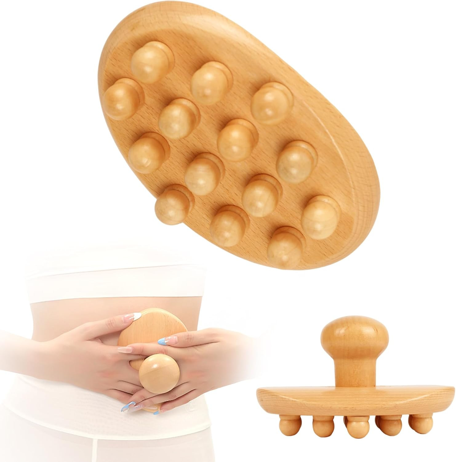 Wood Therapy Massage Tools, Cellulite Massager Roller Wooden Body Brush Fascia B
