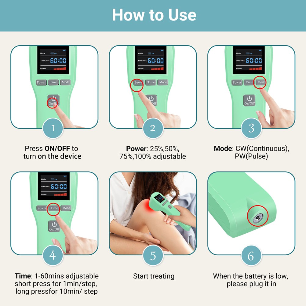 880mW Laser Treatment Cold Laser Therapy Device for Pain Relief Wound Healing