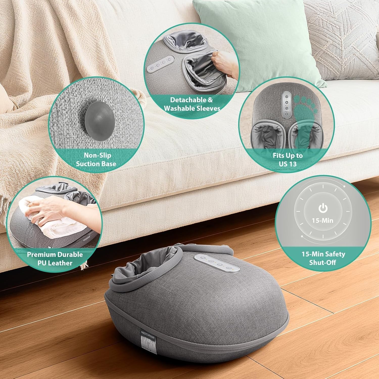 Medcursor Foot Massager with Heat – Shiatsu Deep Kneading MDFM400