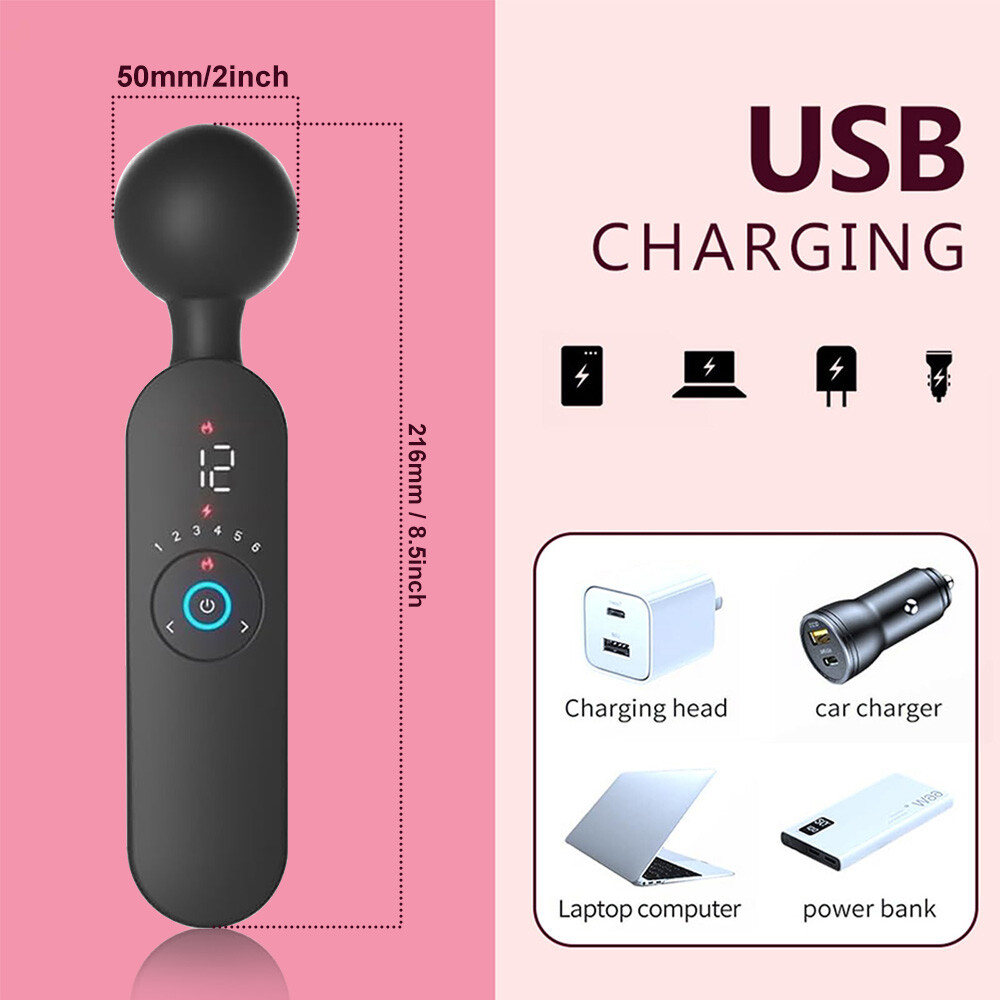 Women’s Wand Massager: 12 Modes, LED Display, USB Rechargeable & Discreet