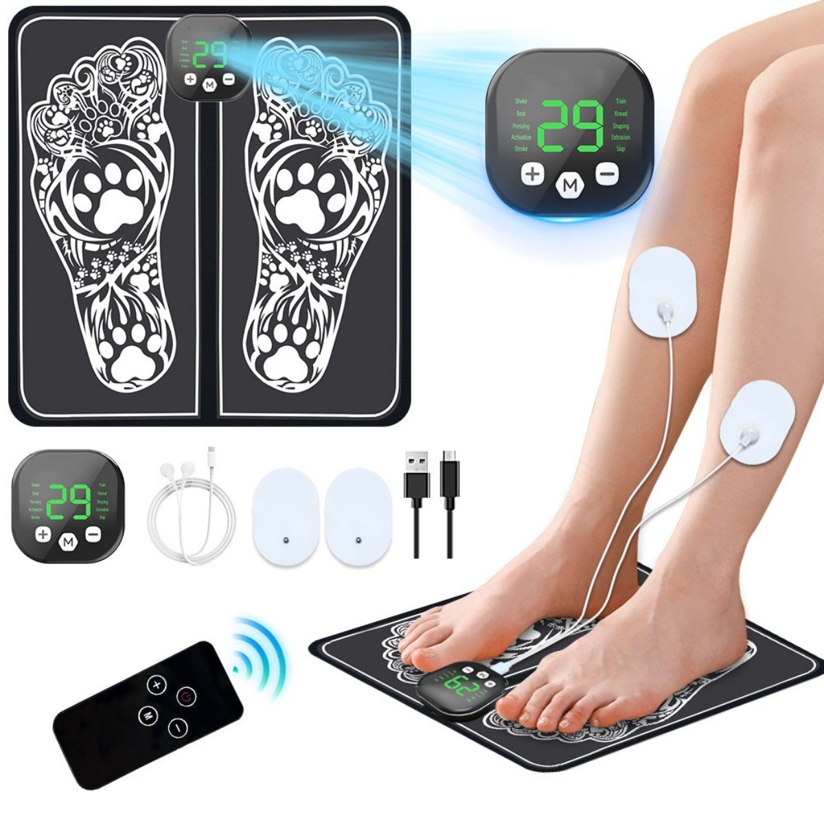 Muscle Stimulation Foot Massager for Neuropathy Pain Relief EMS 10 modes