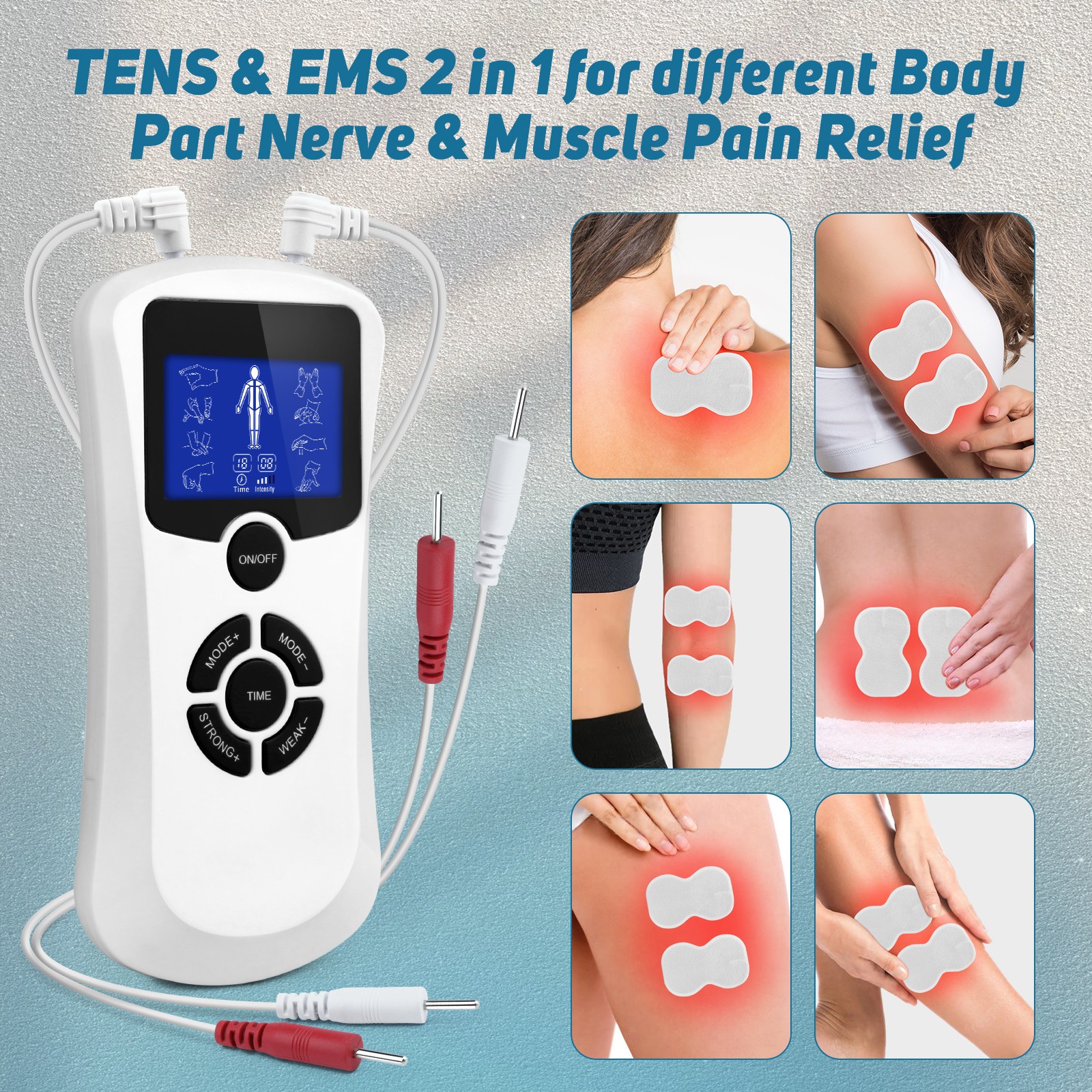 TENS Unit Electric Stimulation 8 Modes Pulse Muscle Massager Therapy Pain Relief