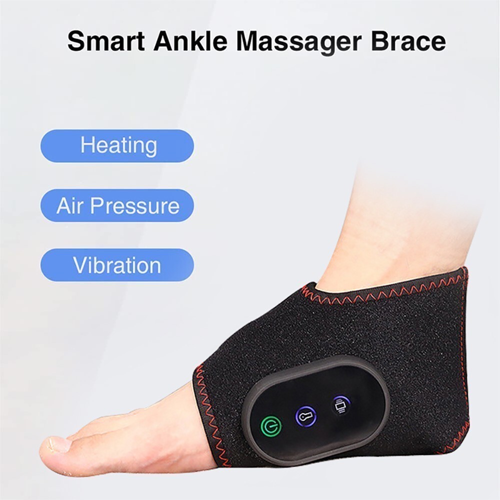 Pair Electric Foot Ankle Massager Pain Relief 3 Modes Vibration Hot Compress
