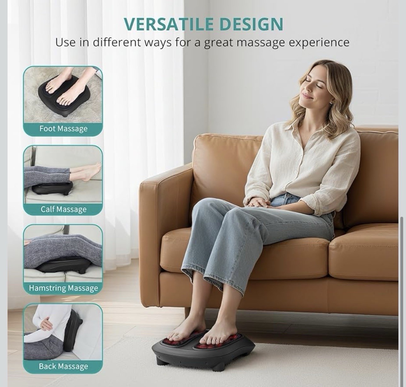Nekteck Foot Massager with Heat, Shiatsu Heated Electric Kneading Foot Massager