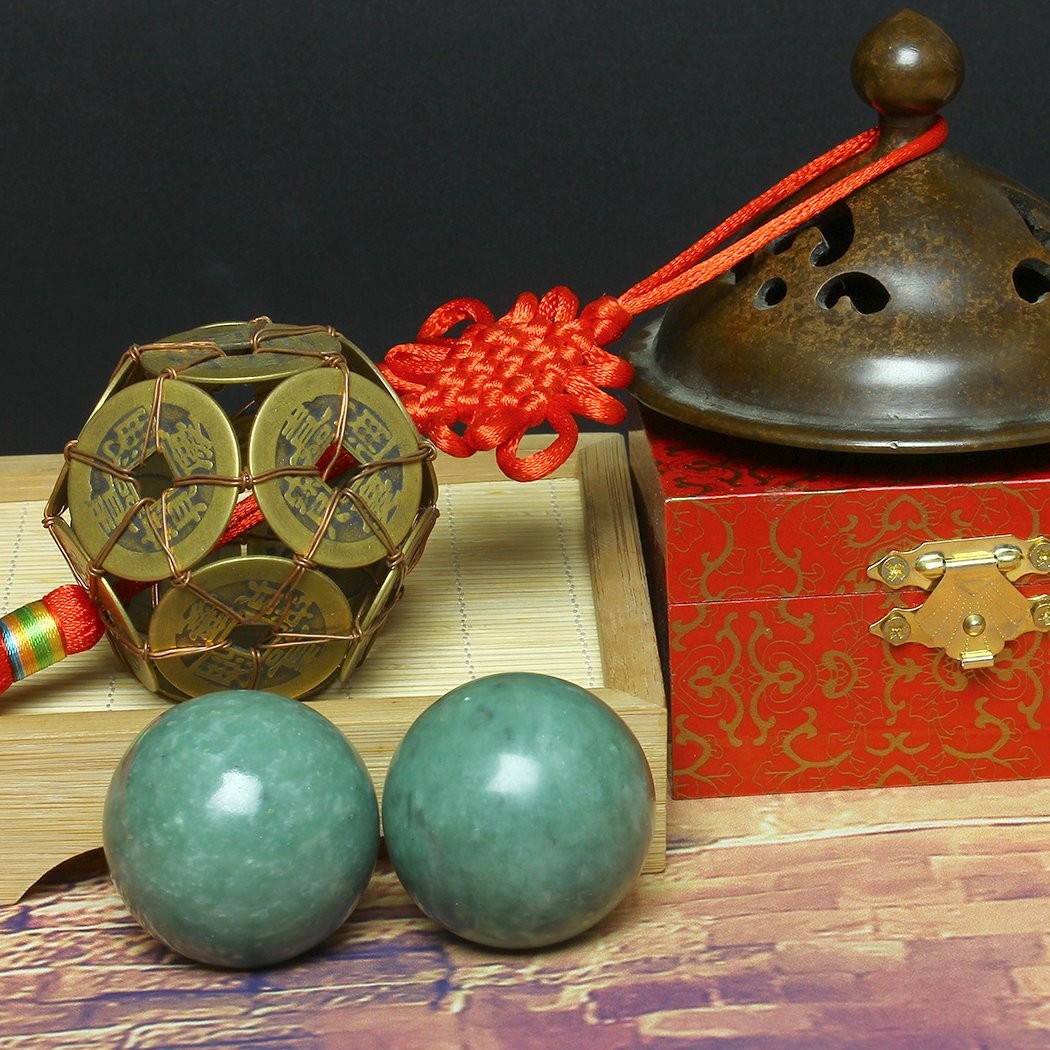 BRABUD 1.57″ Marble Green Baoding Balls Chinese Health Exercise Massage Balls…