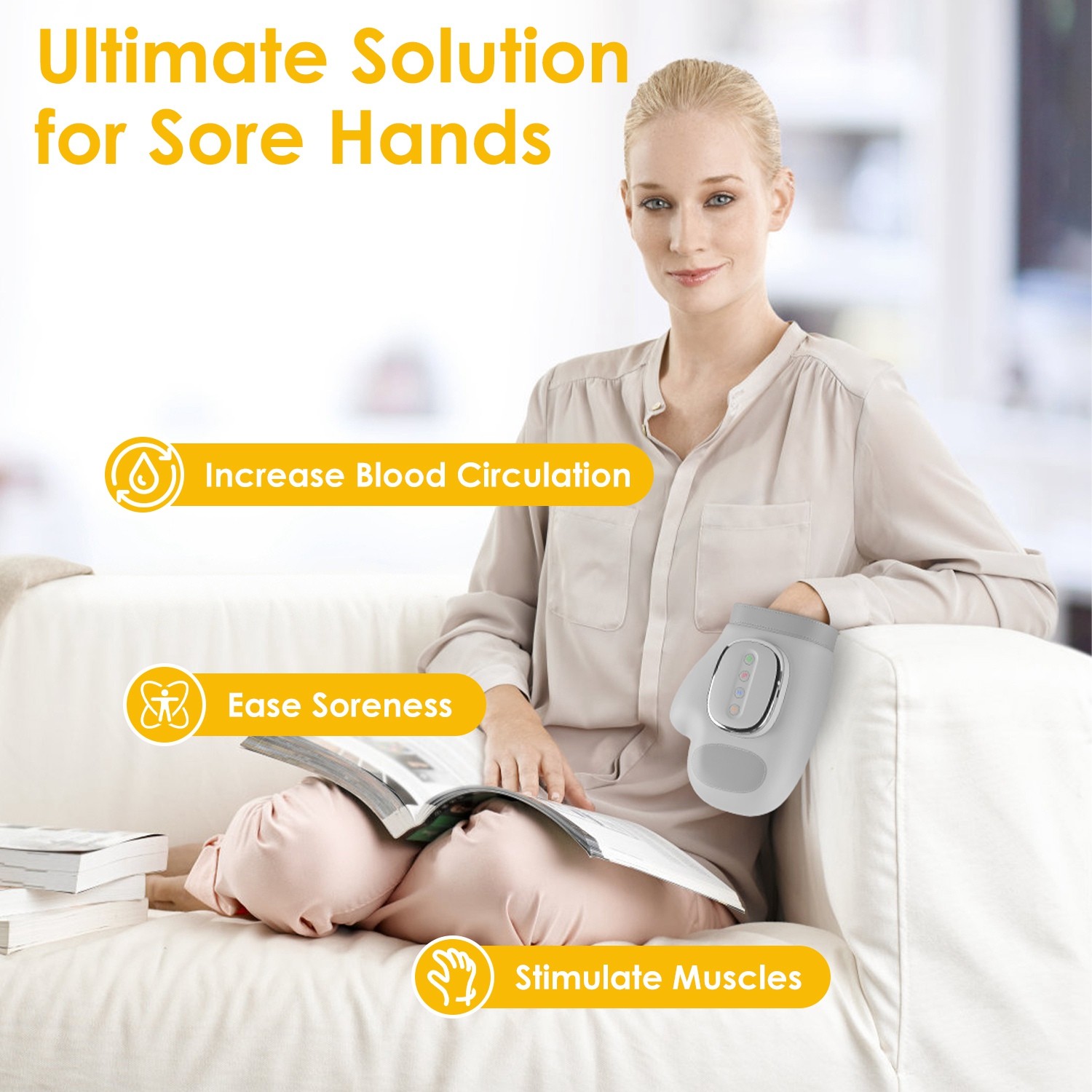 Cordless Hand Massager With Heat 3 Modes 5 Intensity Levels And Carry Bag