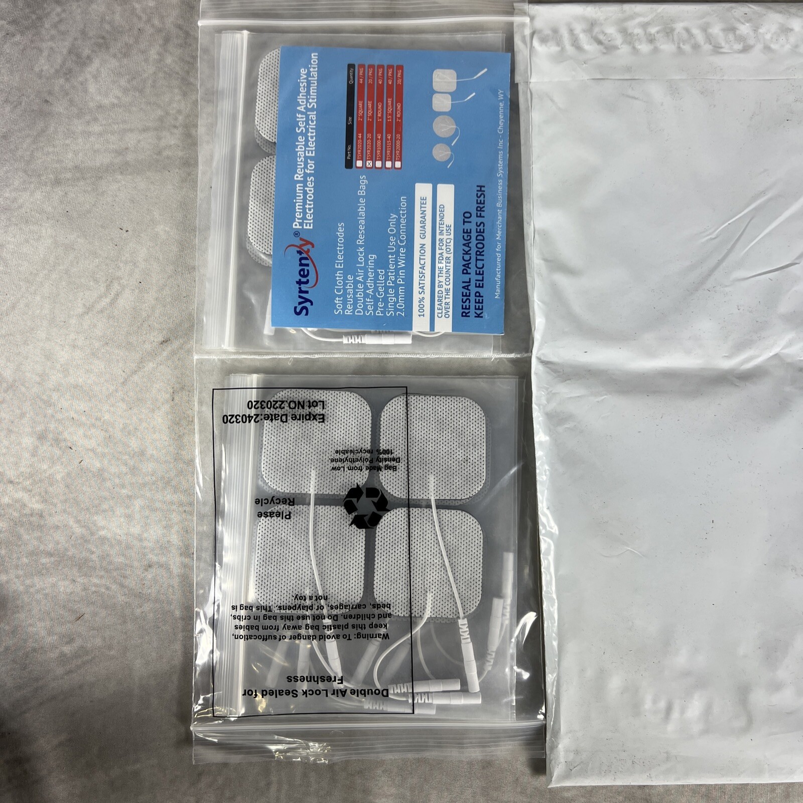 Syrtenty TENS Unit Pads 2×2 Reusable Replacement Electrode Patches 40 pieces