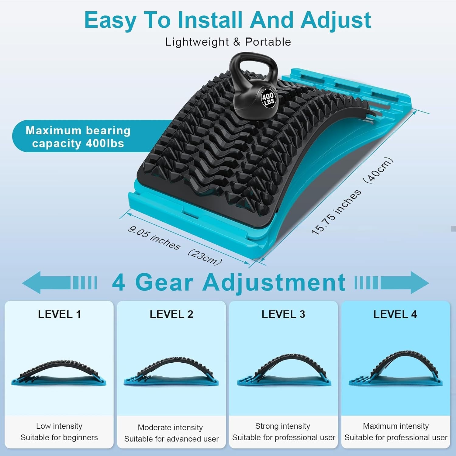 Back Stretcher Adjustable Lumbar Device for Lower Back Pain Relief