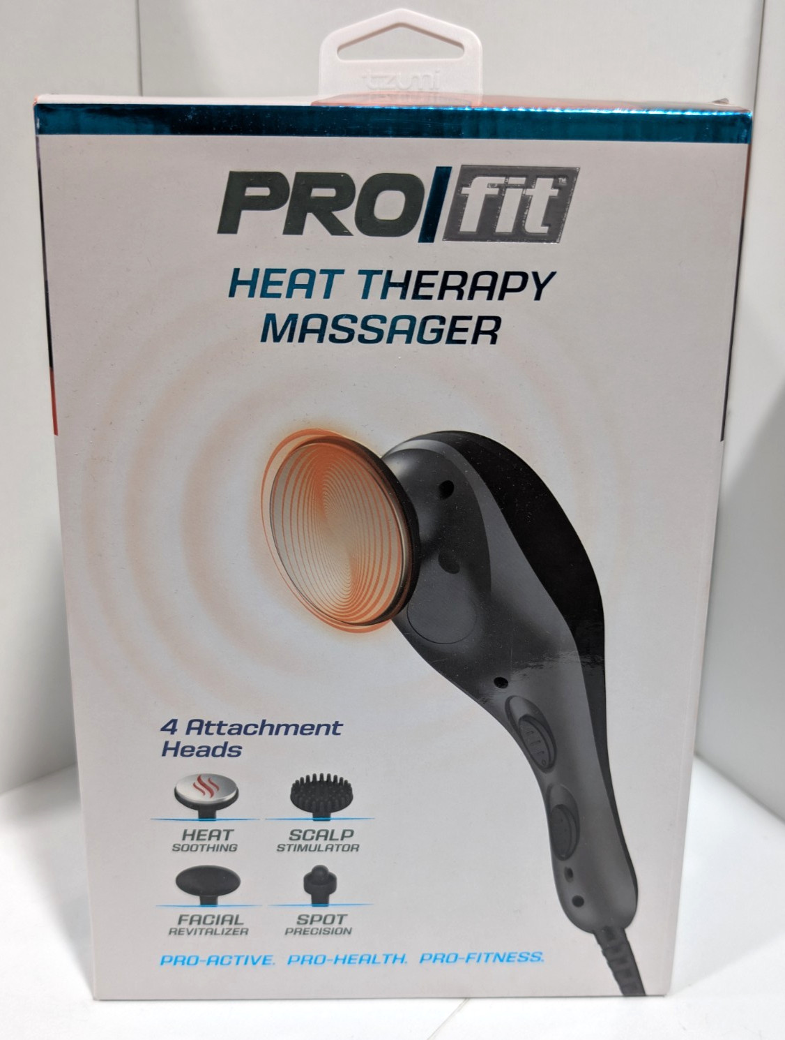 Tzumi PRO FIT Heat Therapy Massager Gun With 4 Attachment Heads – NEW & SEALED –