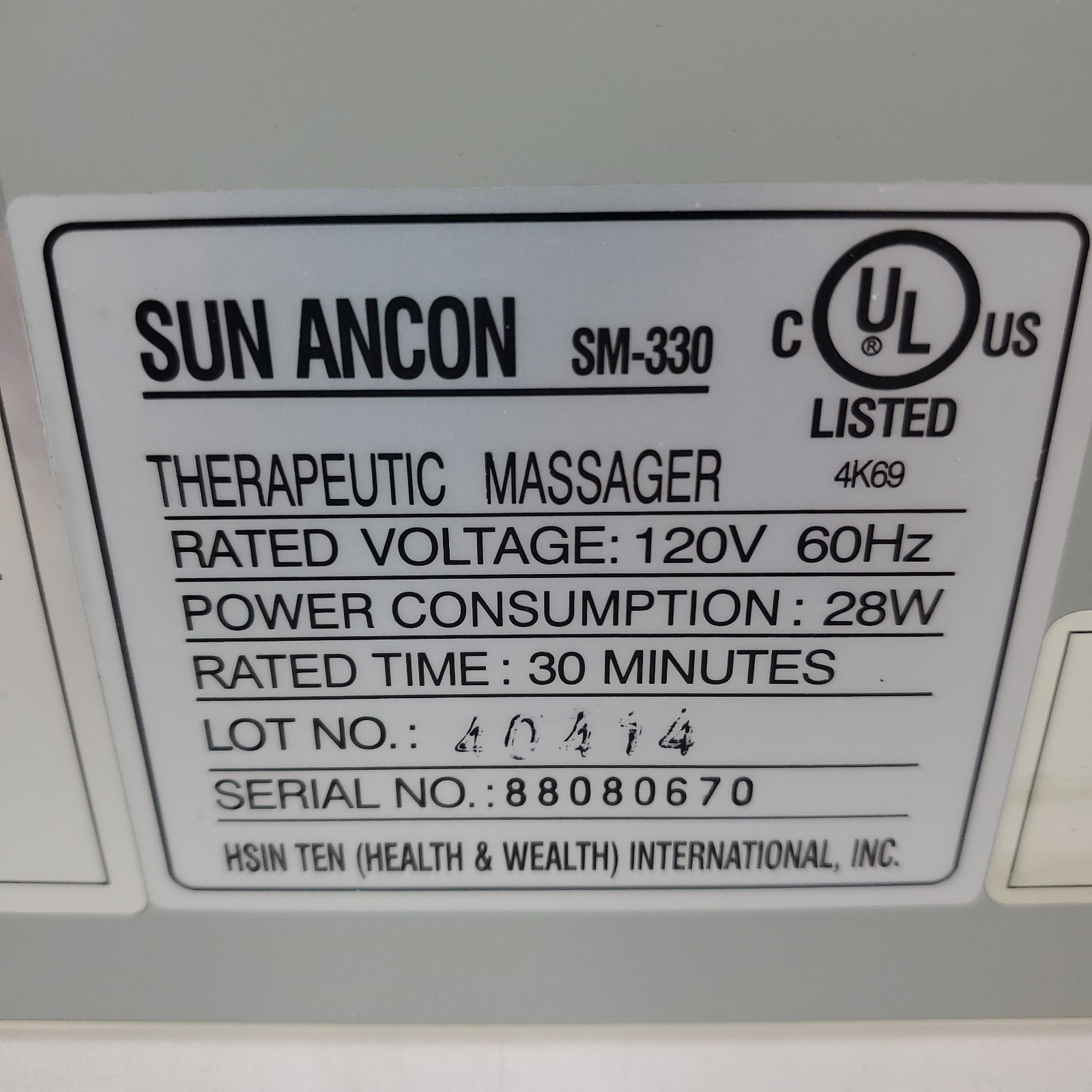 Sun Ancon Chi Machine SM-330 Aerobic Swing Massager