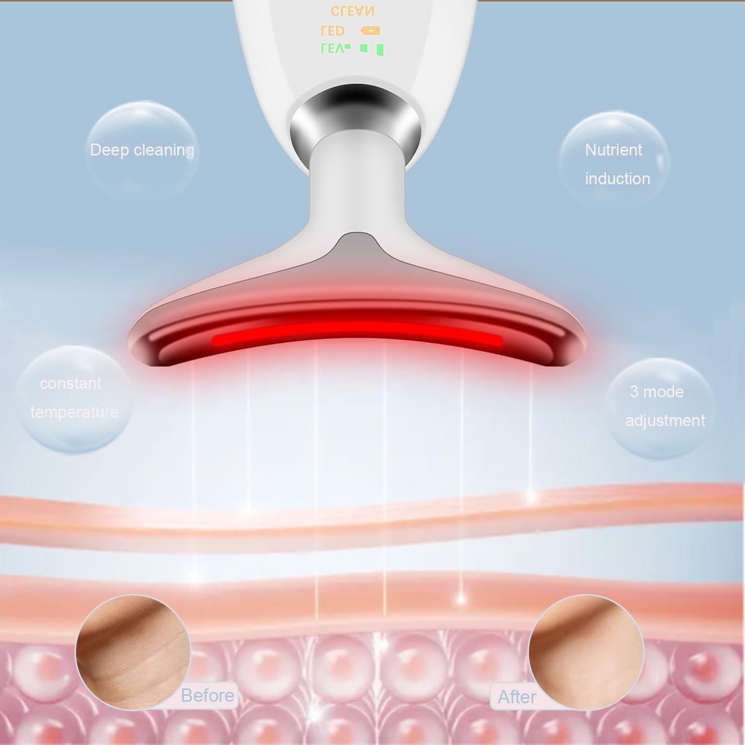 Stylish Face and Neck Relaxation Device with 7 LED Color Modes for Skin Care