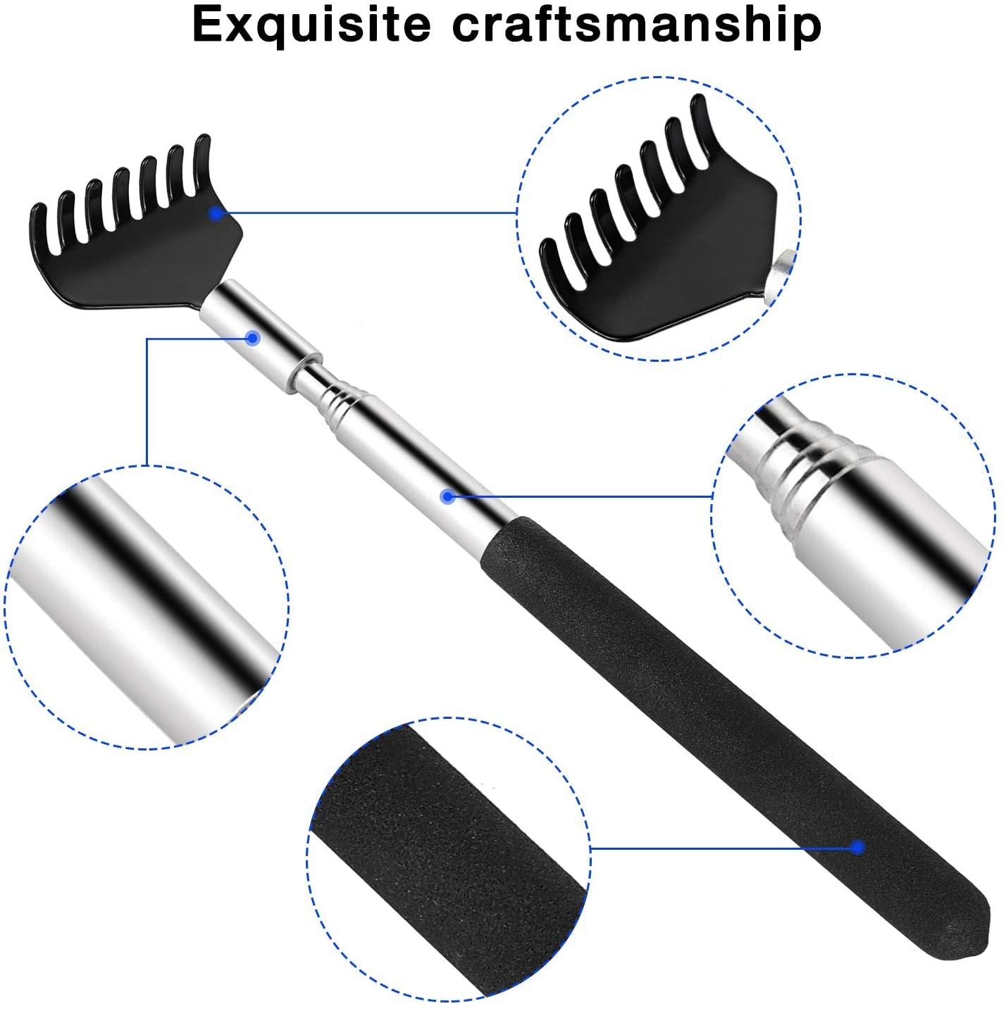 2 Pack Extendable Back Scratcher Stainless Steel Telescoping Portable Tool