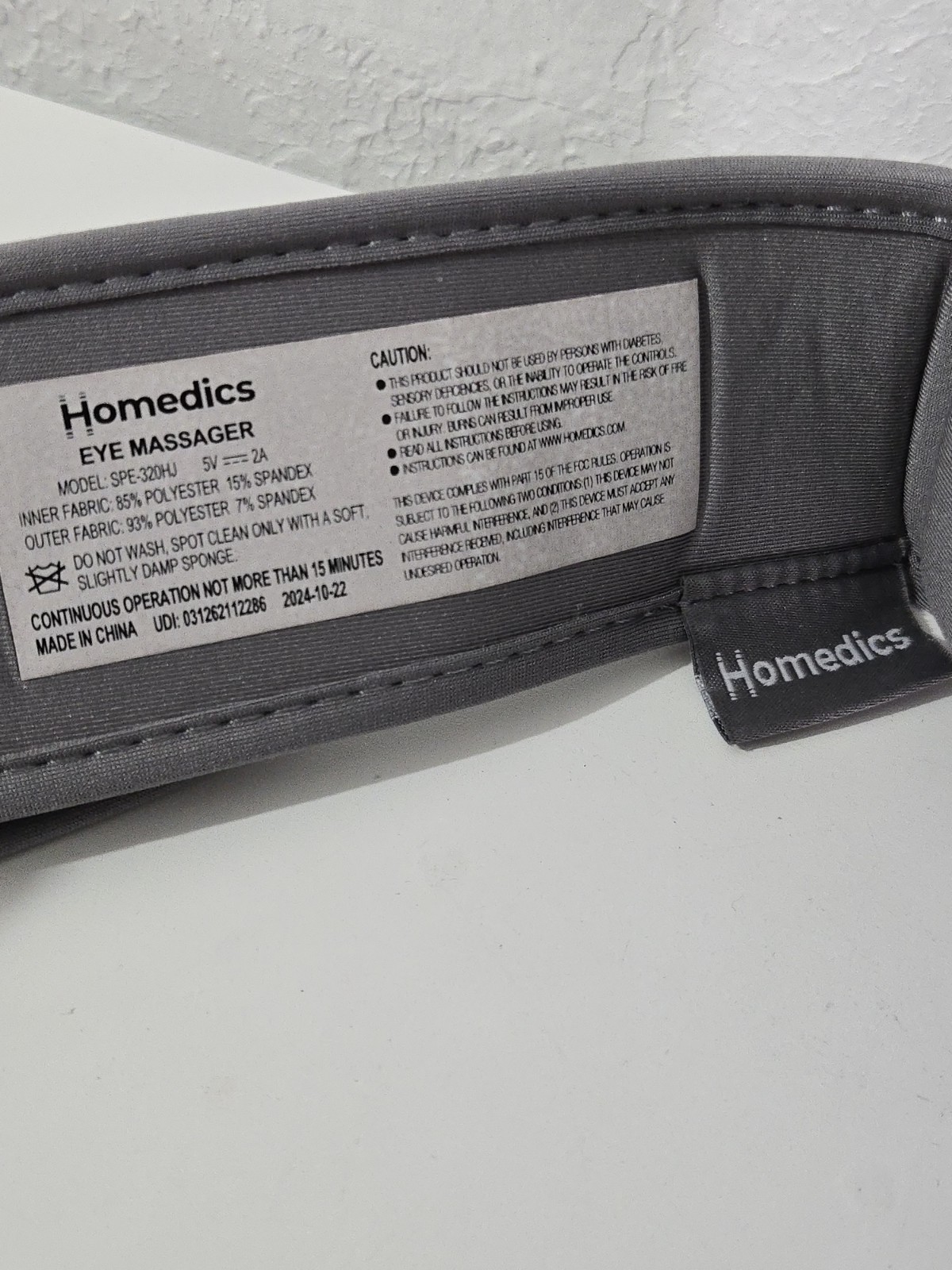 Homedics Eye Massager With Heat Setting Soft Band 2 Heat Settings And Vibration