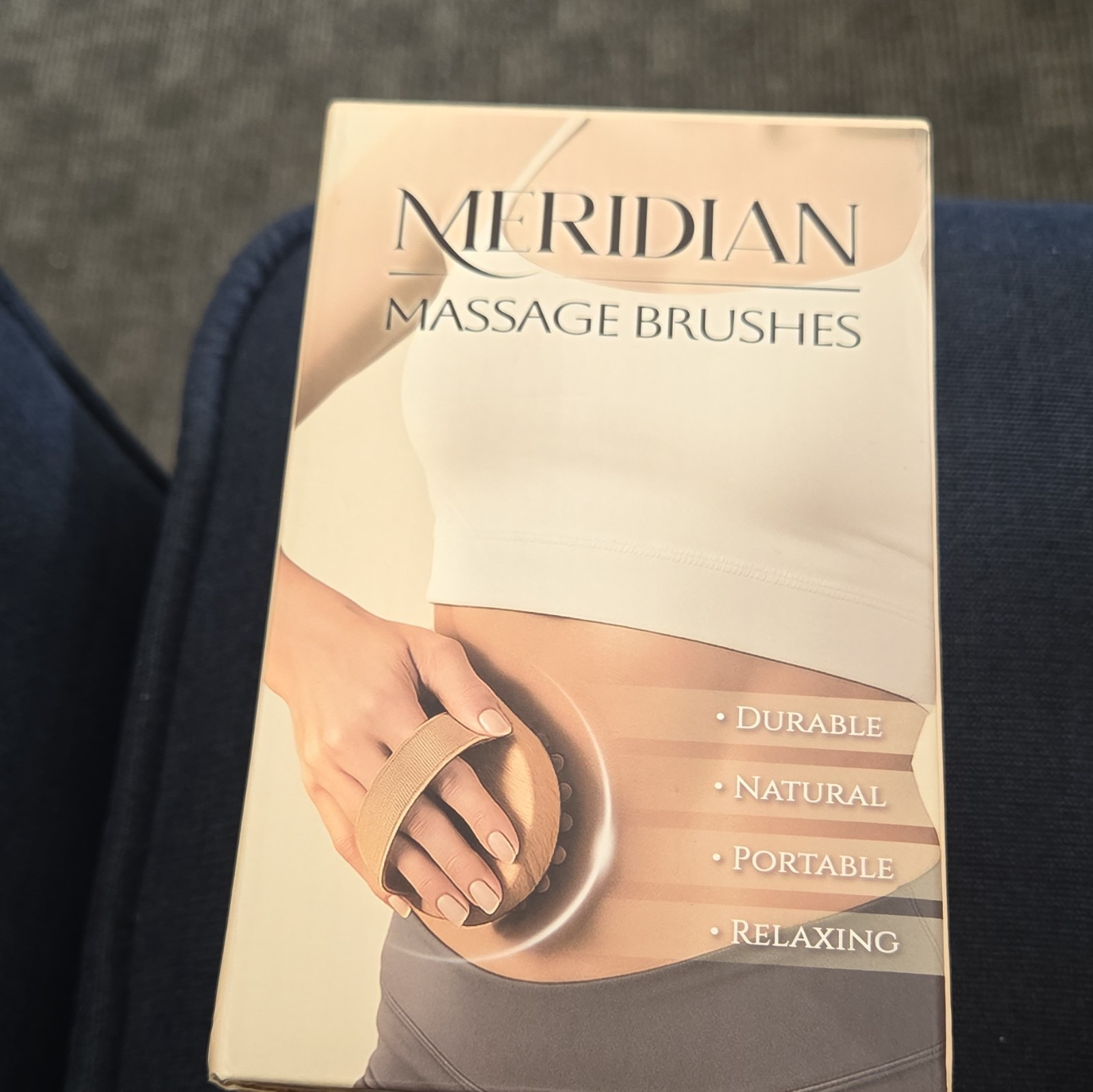 Meridian Wood Body Massager Brush, Handheld Portable Relaxing, Beige, 2 Heads