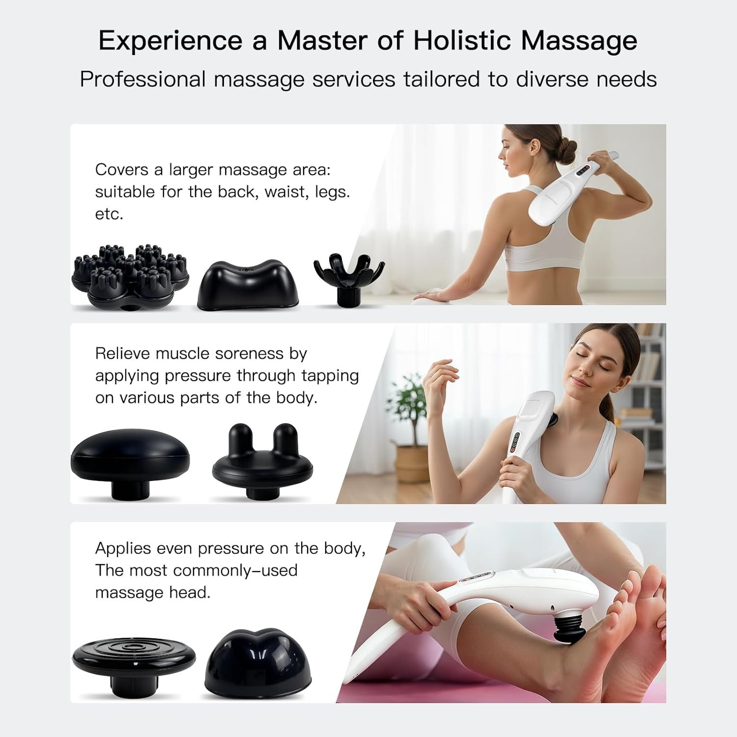 MEGAWISE Cordless Handheld Back Massager w/3200mAh Battery 5 Speed – White *NEW*