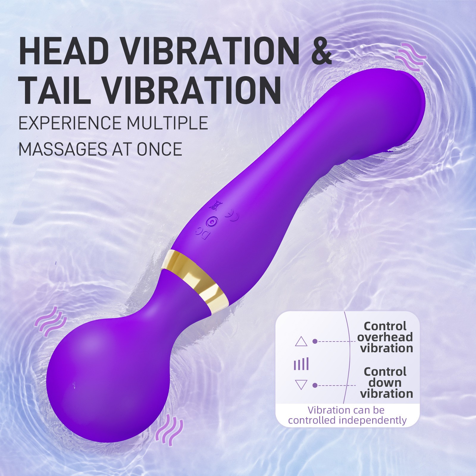 1pc Purple Massage Magic Device – Multiple Vibration Modes, USB Rechargeable