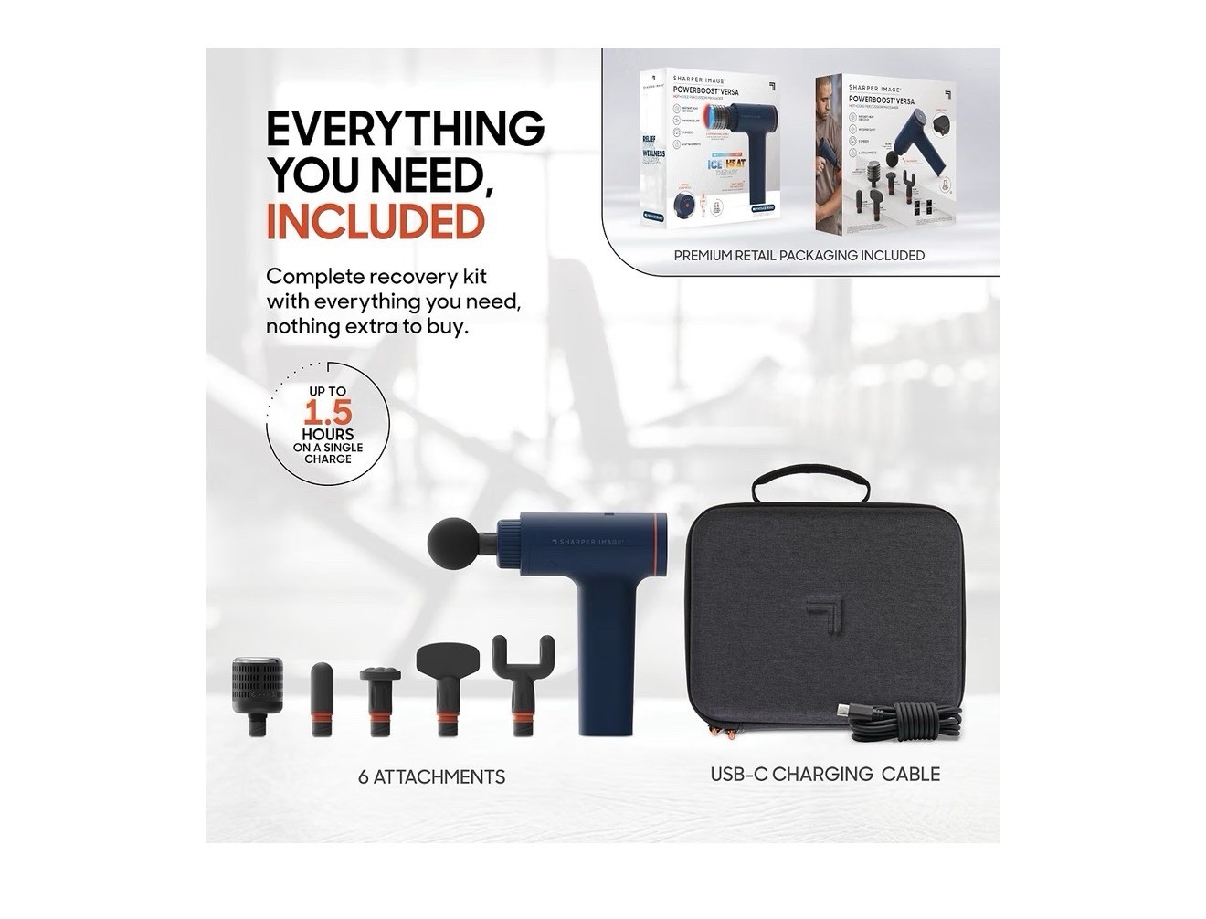 Sharper Image Powerboost Versa Hot + Cold Percussion Massager, 5 Speeds, 6 Nodes