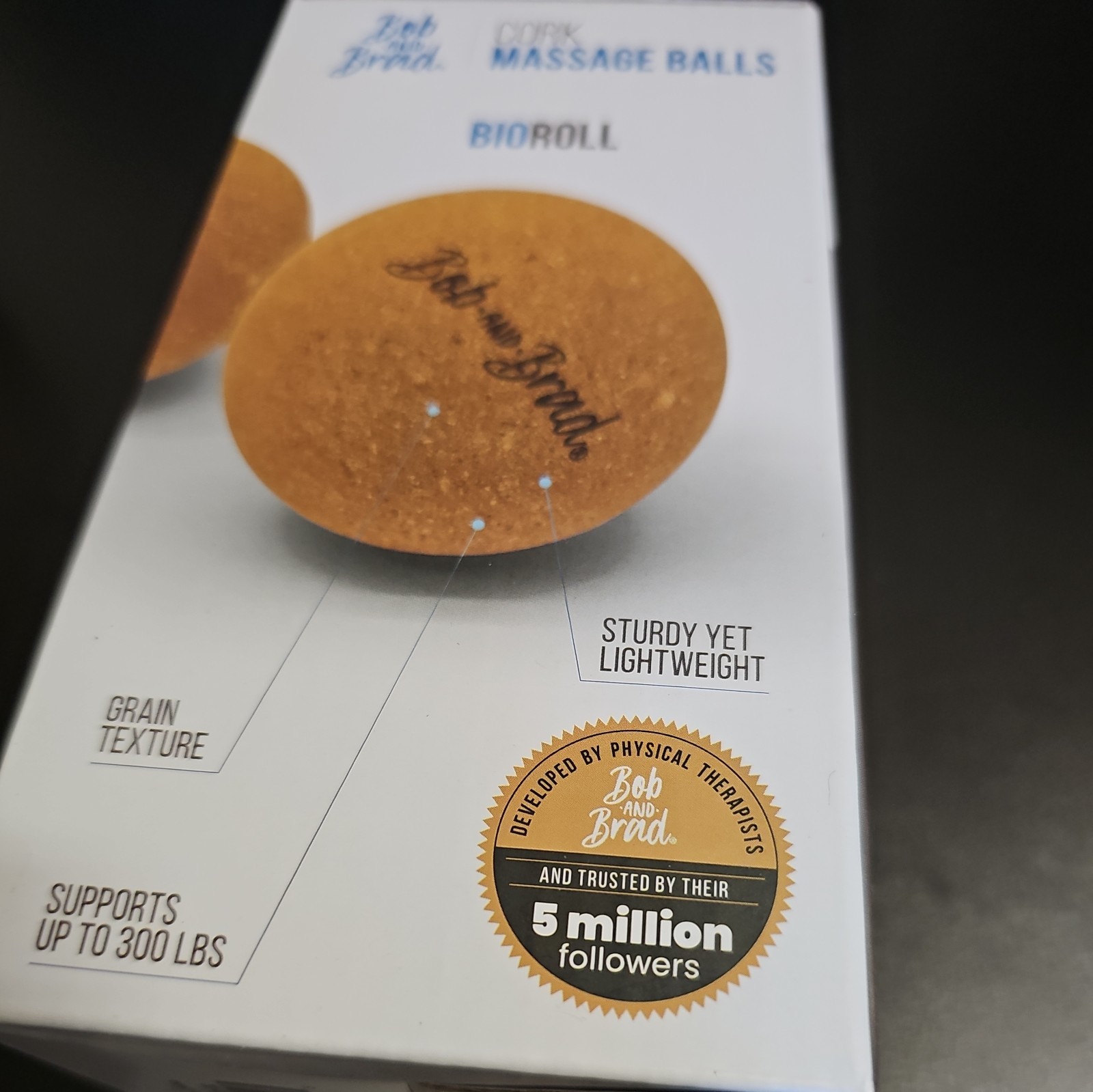 Bob and Brad 2PCS Cork Massage Balls Physical Massage Lacrosse Ball Set for Yoga
