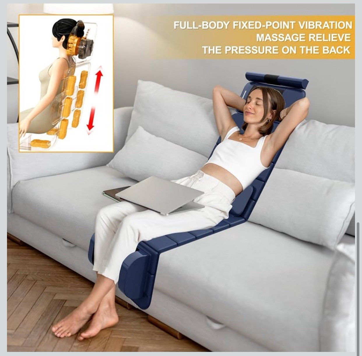 Luxury Full Body Head To Foot Massage Shiatsu Mat Pad w/ Heat, Vibration 70”x21”
