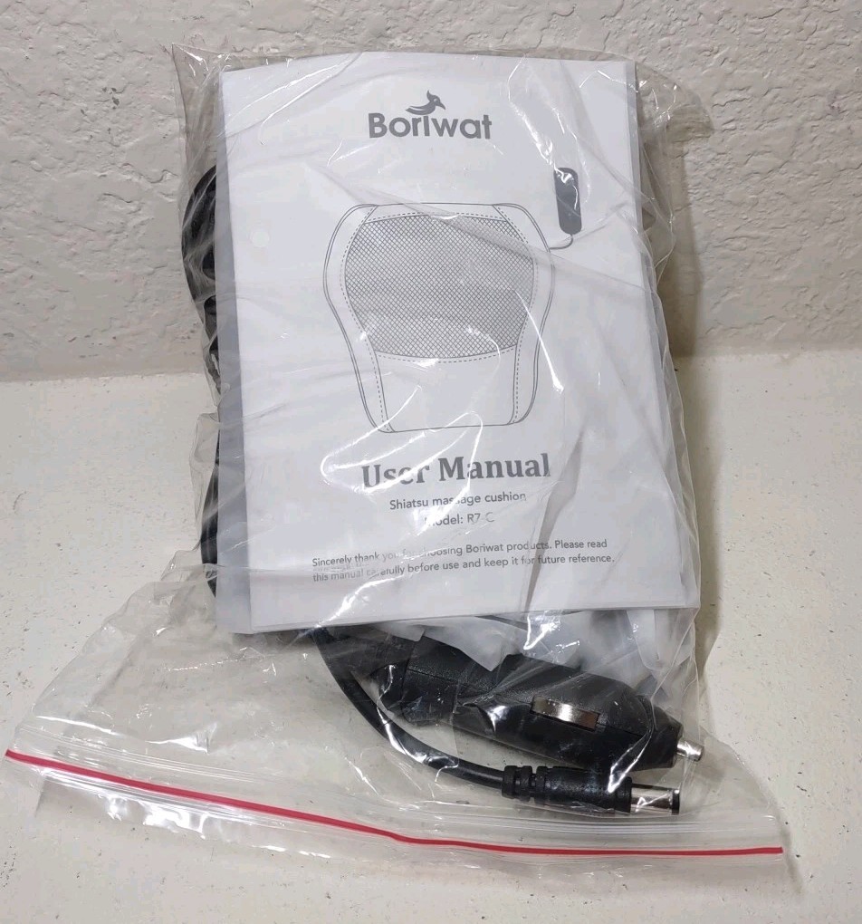 Borlwat Shiatsu Beck Massage Cushion Heat R7 Remote Controlled Home Office Car