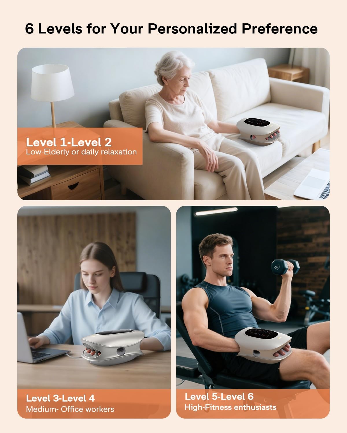 ALLJOY Hand Massager with Heat and Compression, Knuckle Stretching Champagne