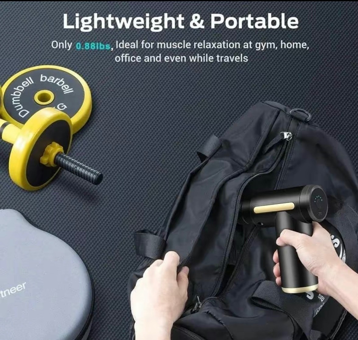 Portable Muscle Massage Gun- 6 Speed Deep Tissue Massager with Detachable Heads