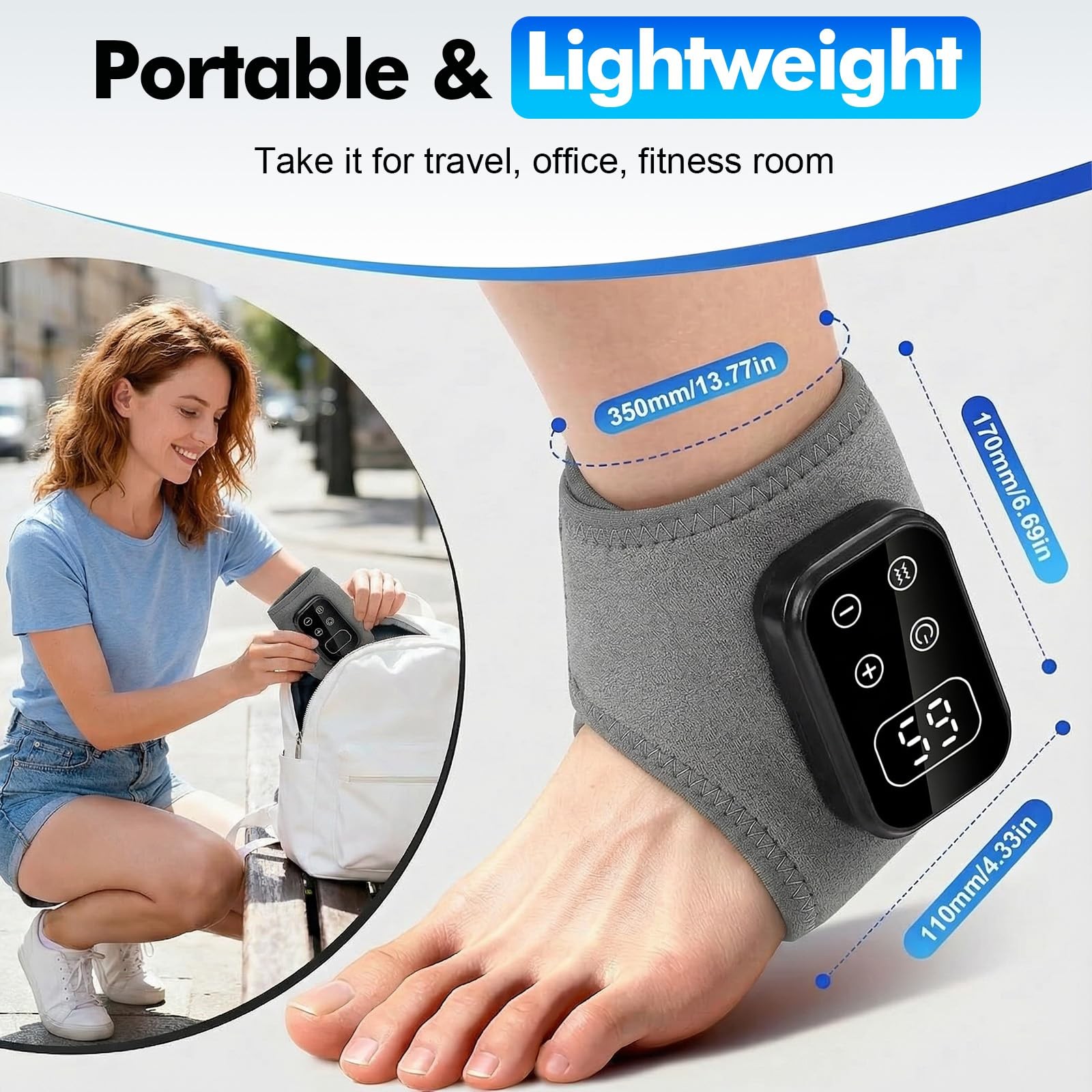Triple Therapy Foot Massager 2PCS with Heat and Vibration Rechargeable Ankle …