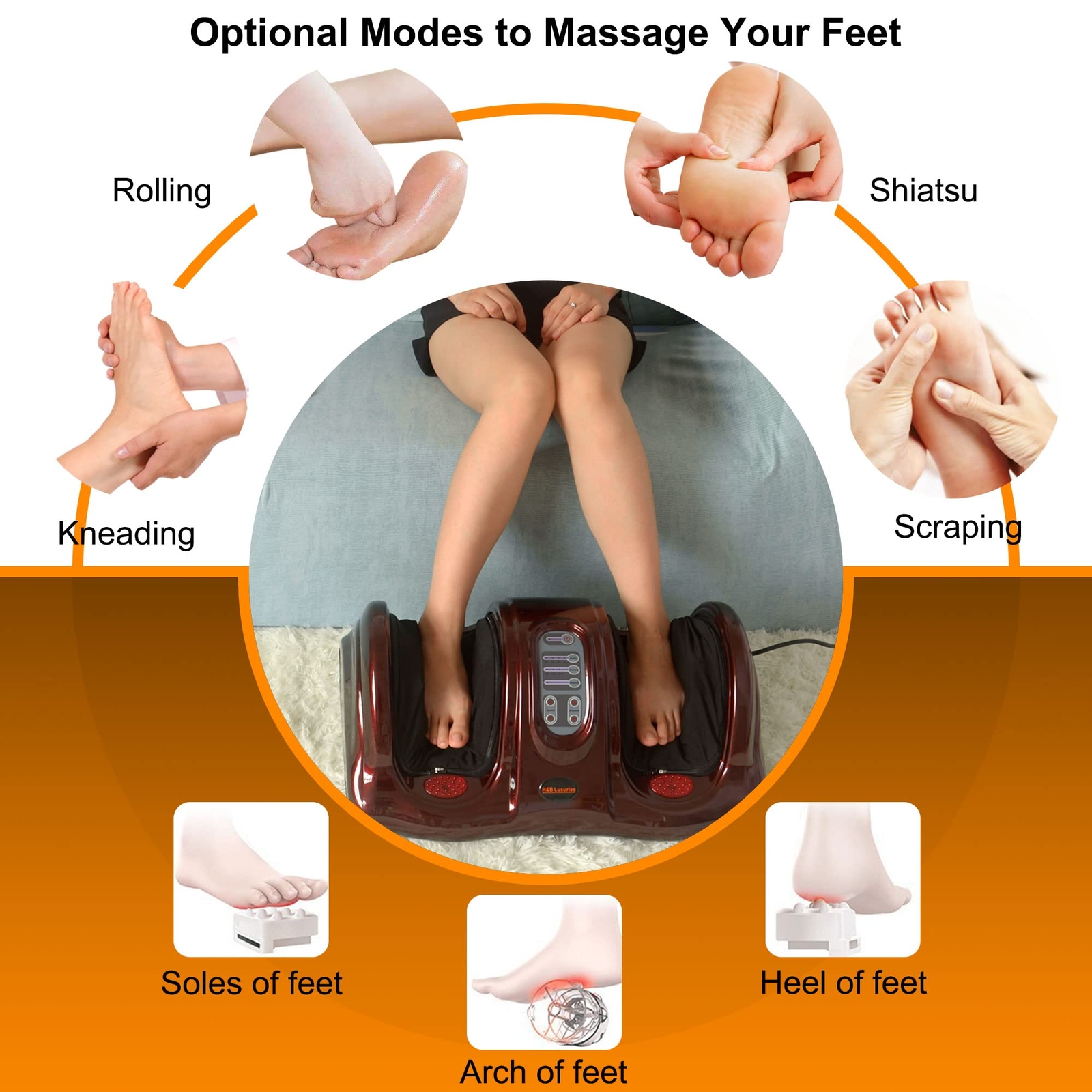 Red Shiatsu Kneading Rolling Foot Massager Health For Circulation & Pain Relief