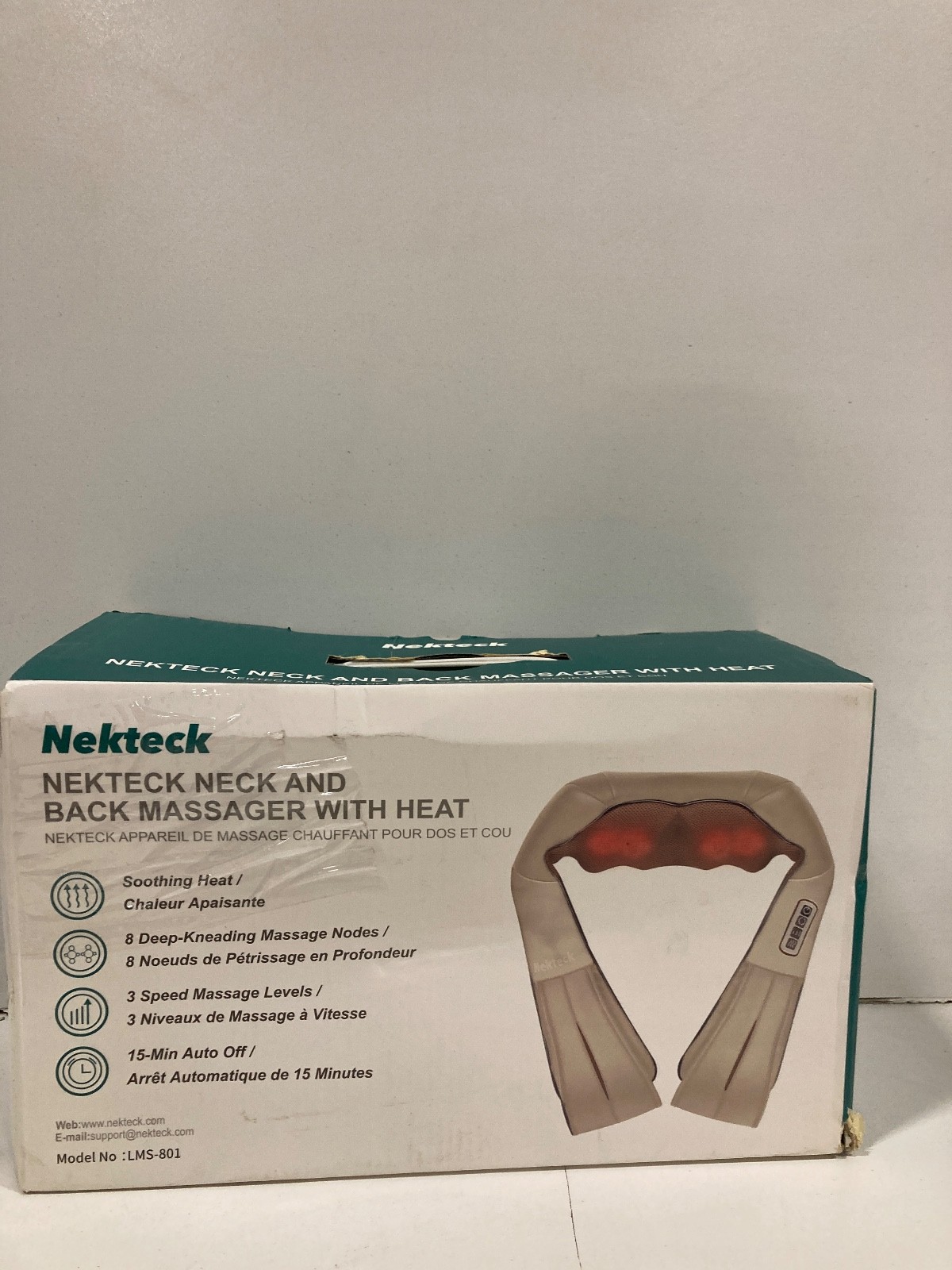 Nekteck Shiatsu Neck & Back Massager with Soothing Heat Kneading Massager Beige