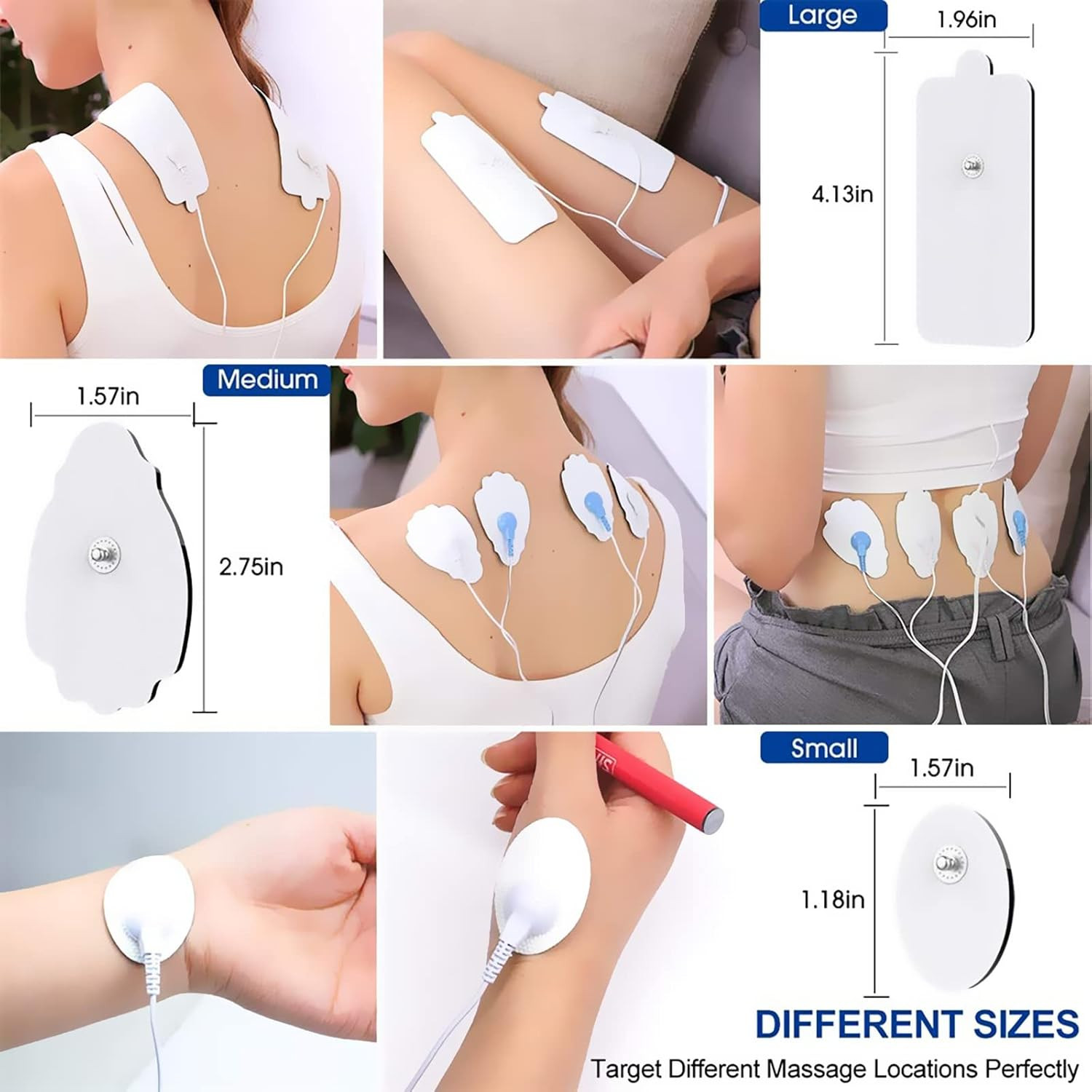 TENS/EMS Unit Replacement Pads 20 Pack 3.5Mm Snap Electrode Patches for Electro