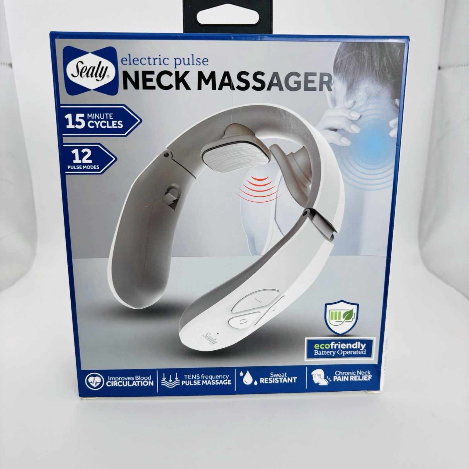Sealy Electric Pulse Neck Massager Tens Low Frequency Pulse Massage 12 Modes