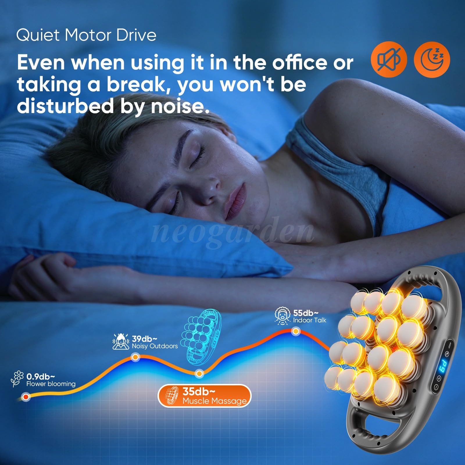 16 Head Massage Gun Deep Tissue Massager 9 Modes 2000mAH Muscle Relax