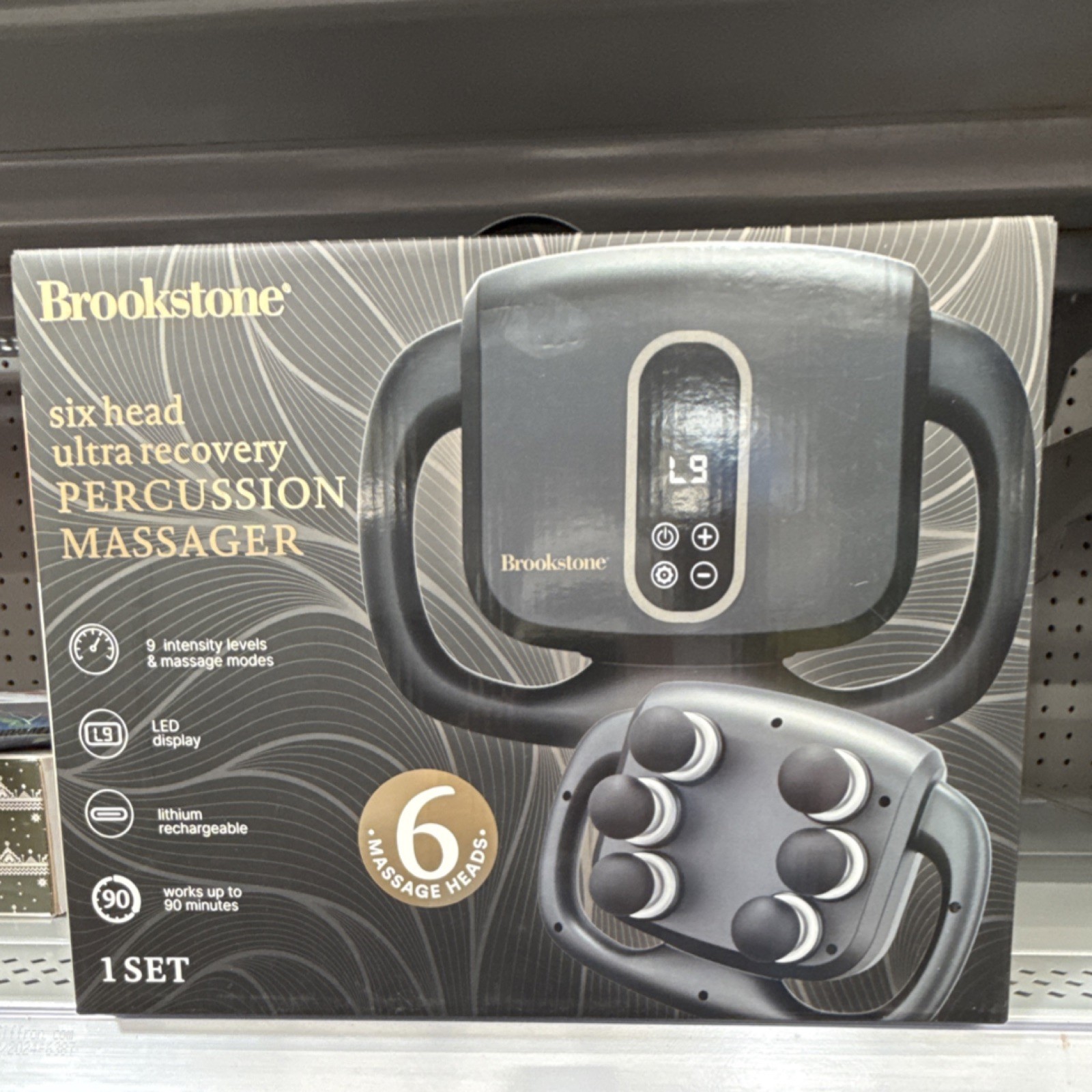 Brookstone Six Head Percussion Massager Cordless Rechargeable LED Full Body