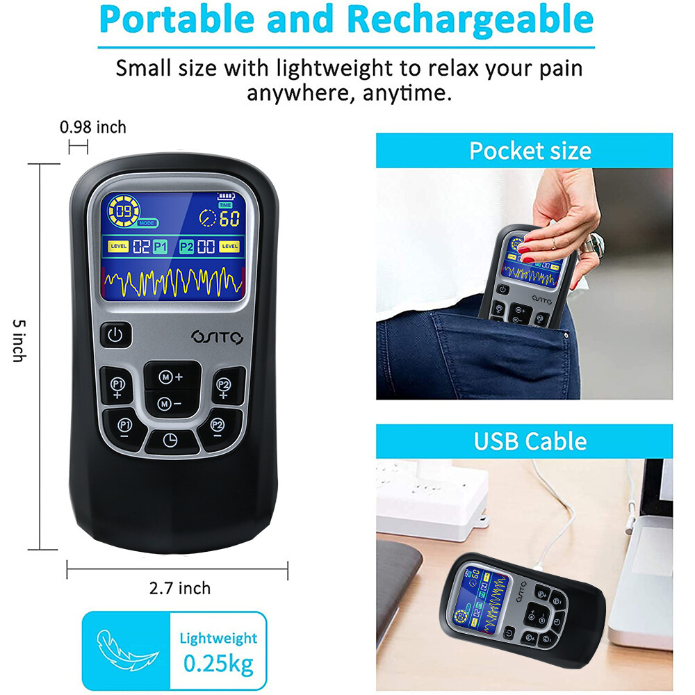 OSITO TENS Unit EMS Muscle Stimulator Electronic Pulse Massager 25 Modes Device