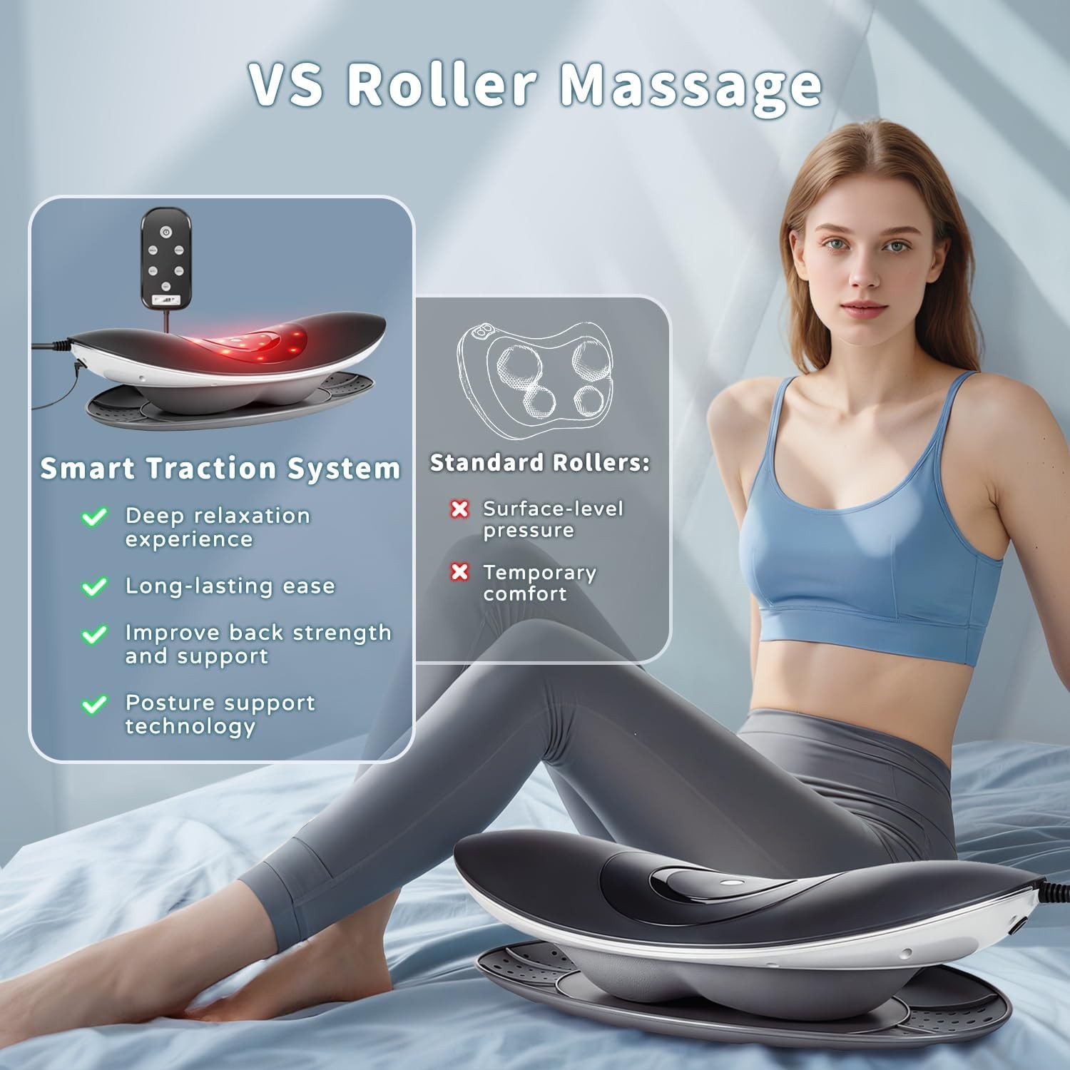Upgraded Lumbar Massager & Heating, 26° Oscillating Stretch&Vibration Therapy