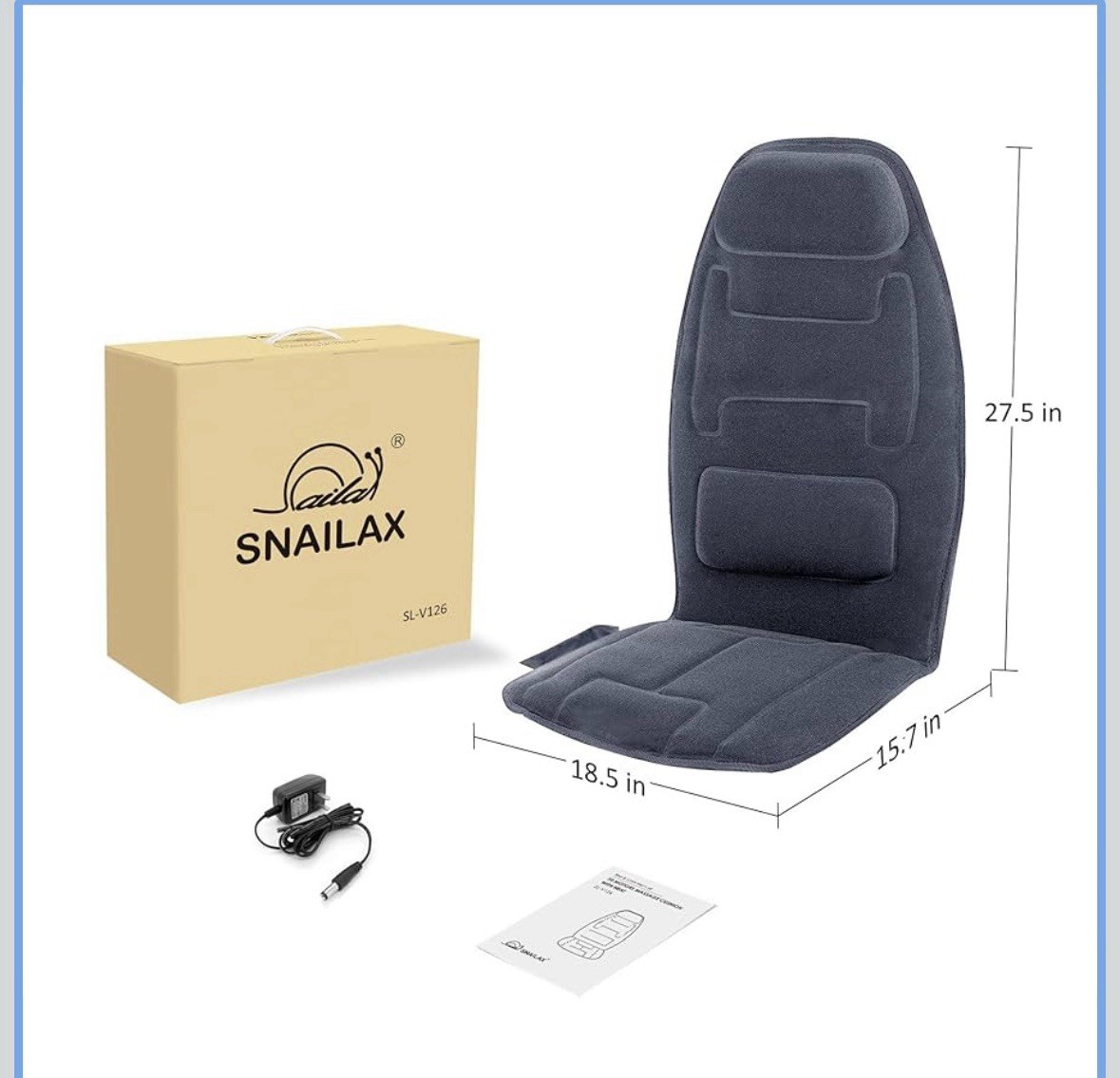 Snailax Back Massager Seat Cushion with Heat -Extra Memory Foam Support Pad