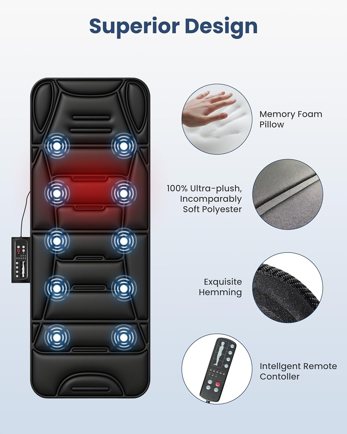 Heating Vibrating Massage Pad, Auto Shut Off