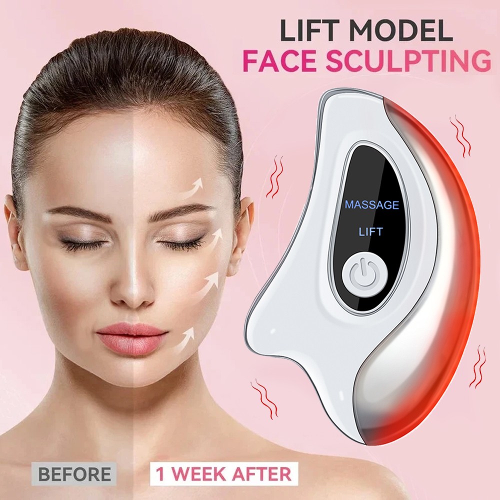 Electric Gua Sha Tool Red Light Heating & Vibrating Face Neck Lifting Massager