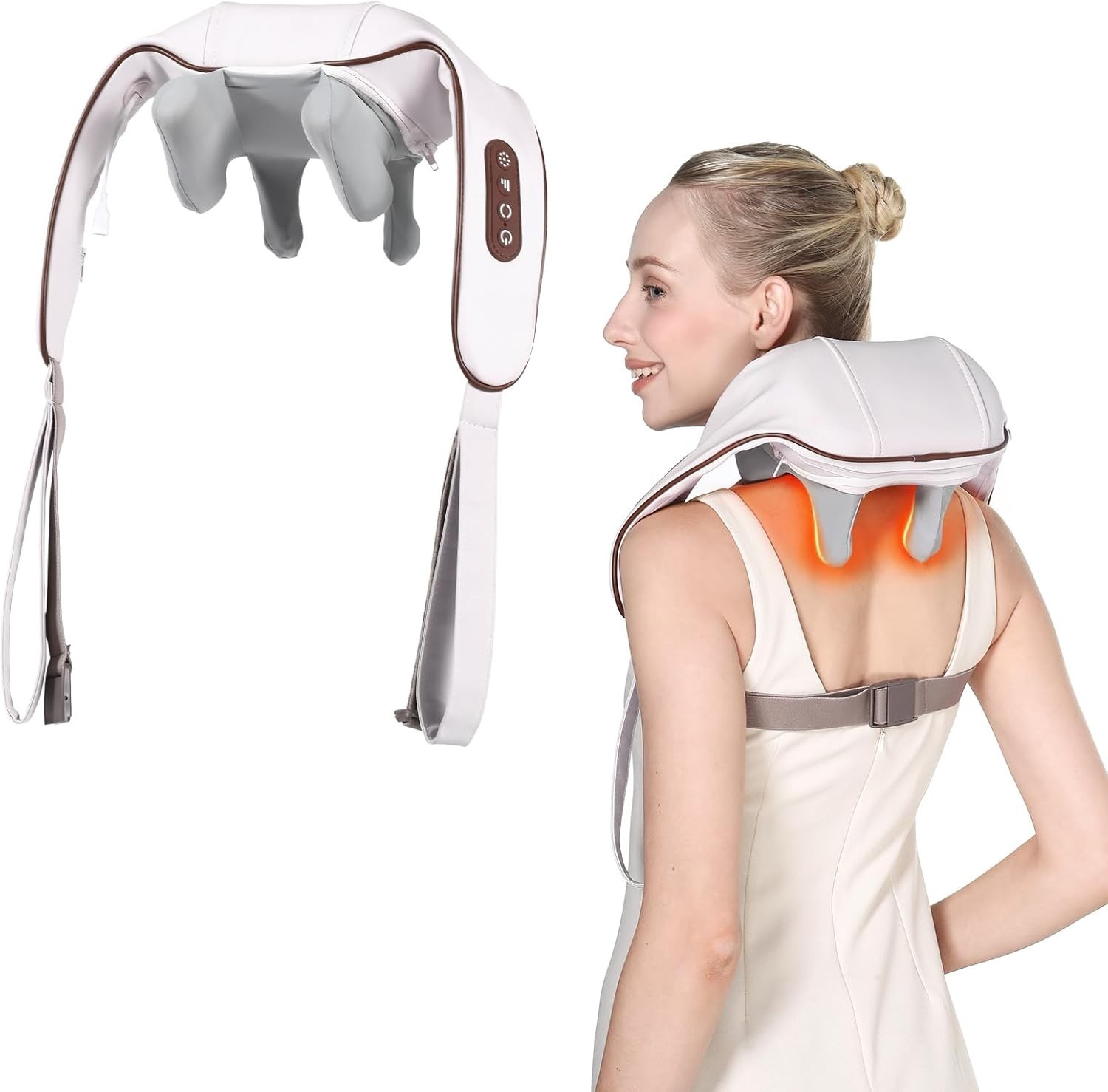 Portable Neck Massager Pillow – 4D Shiatsu with 2 Modes for Ultimate Relief